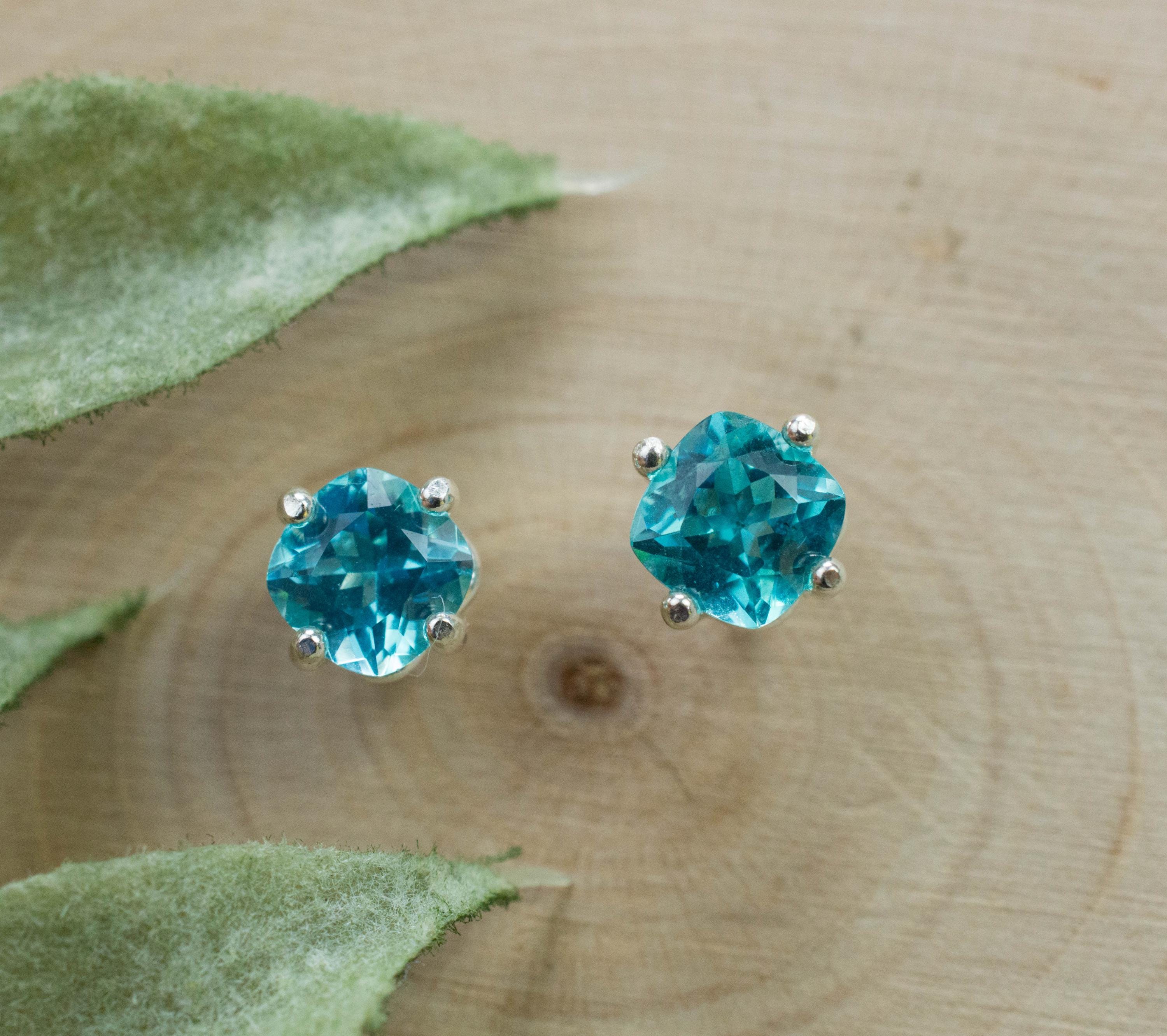 Blue Apatite Earrings; Natural Untreated Brazilian Apatite; 1.200cts