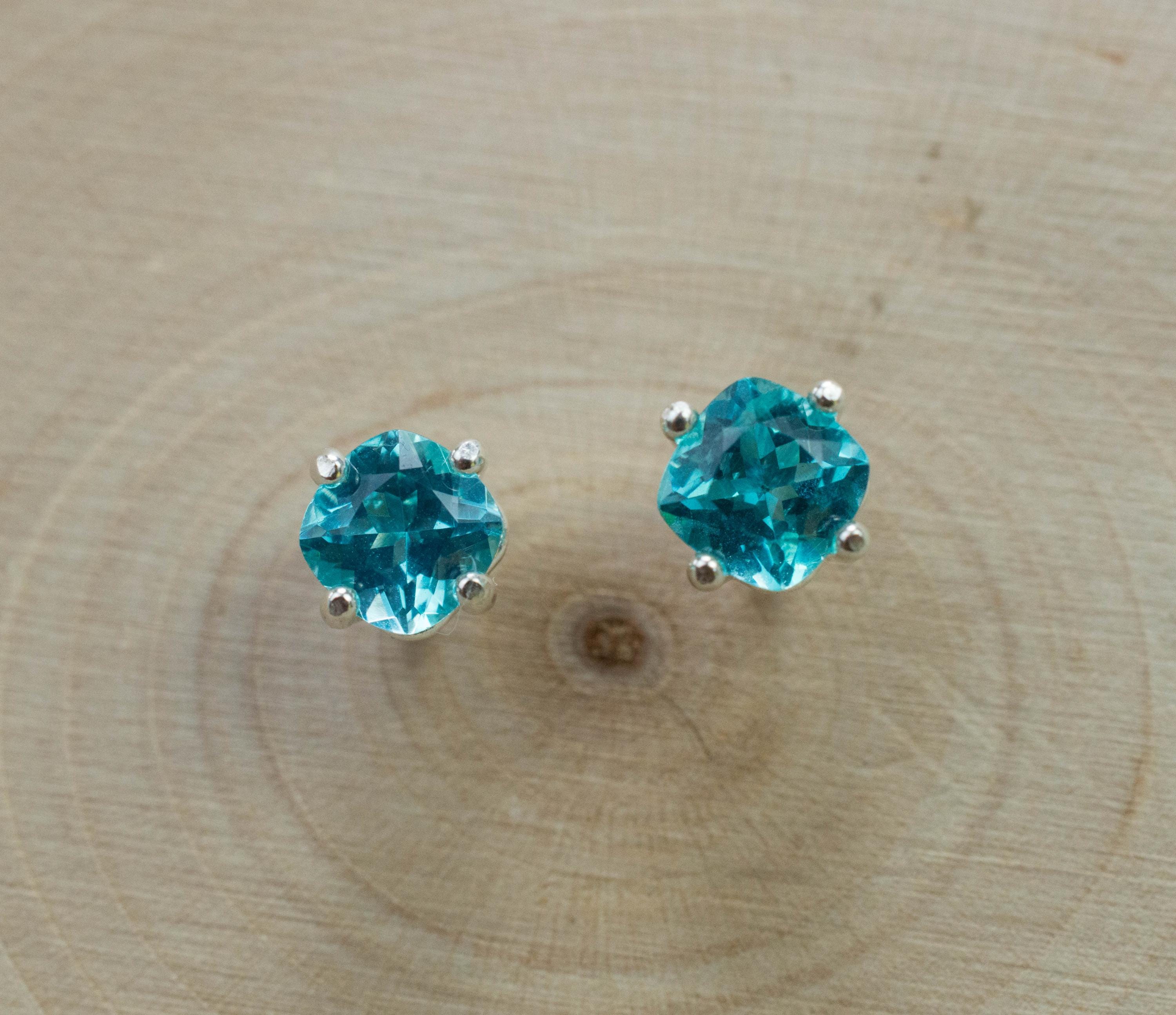 Blue Apatite Earrings; Natural Untreated Brazilian Apatite; 1.200cts