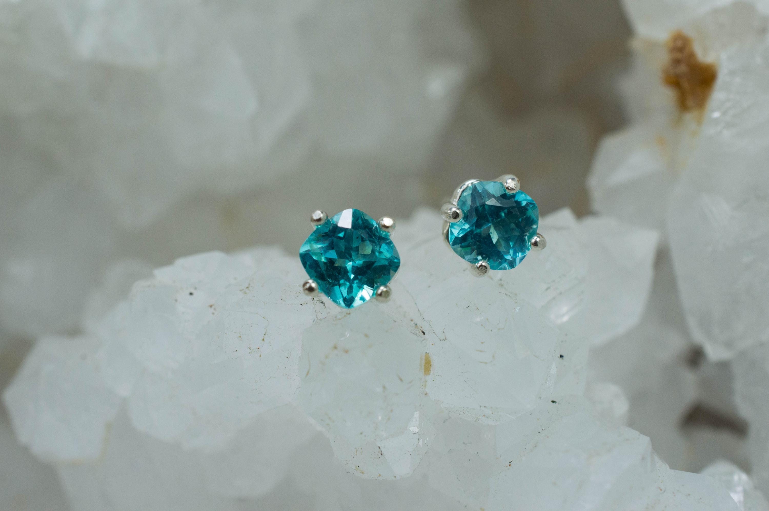 Blue Apatite Earrings; Natural Untreated Brazilian Apatite; 1.200cts