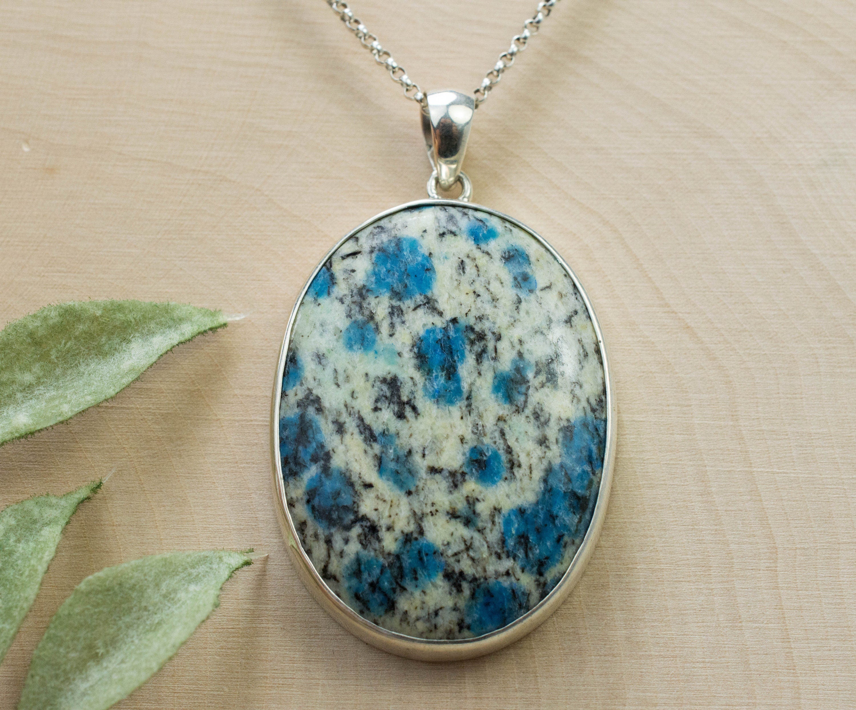 K2 Stone Pendant; Genuine Untreated K2 Granite and Azurite