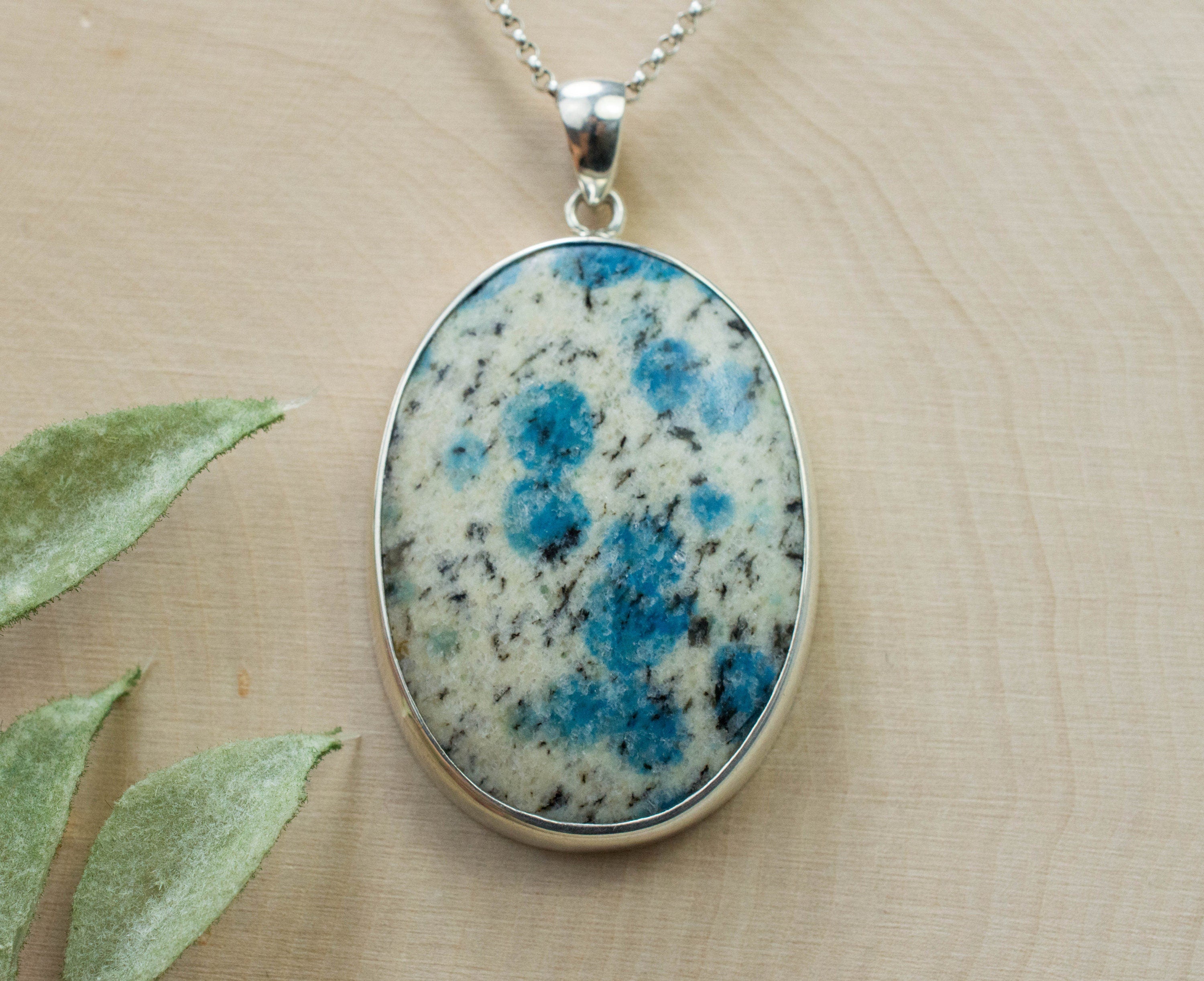 K2 Stone Pendant; Natural Untreated K2 Granite and Azurite