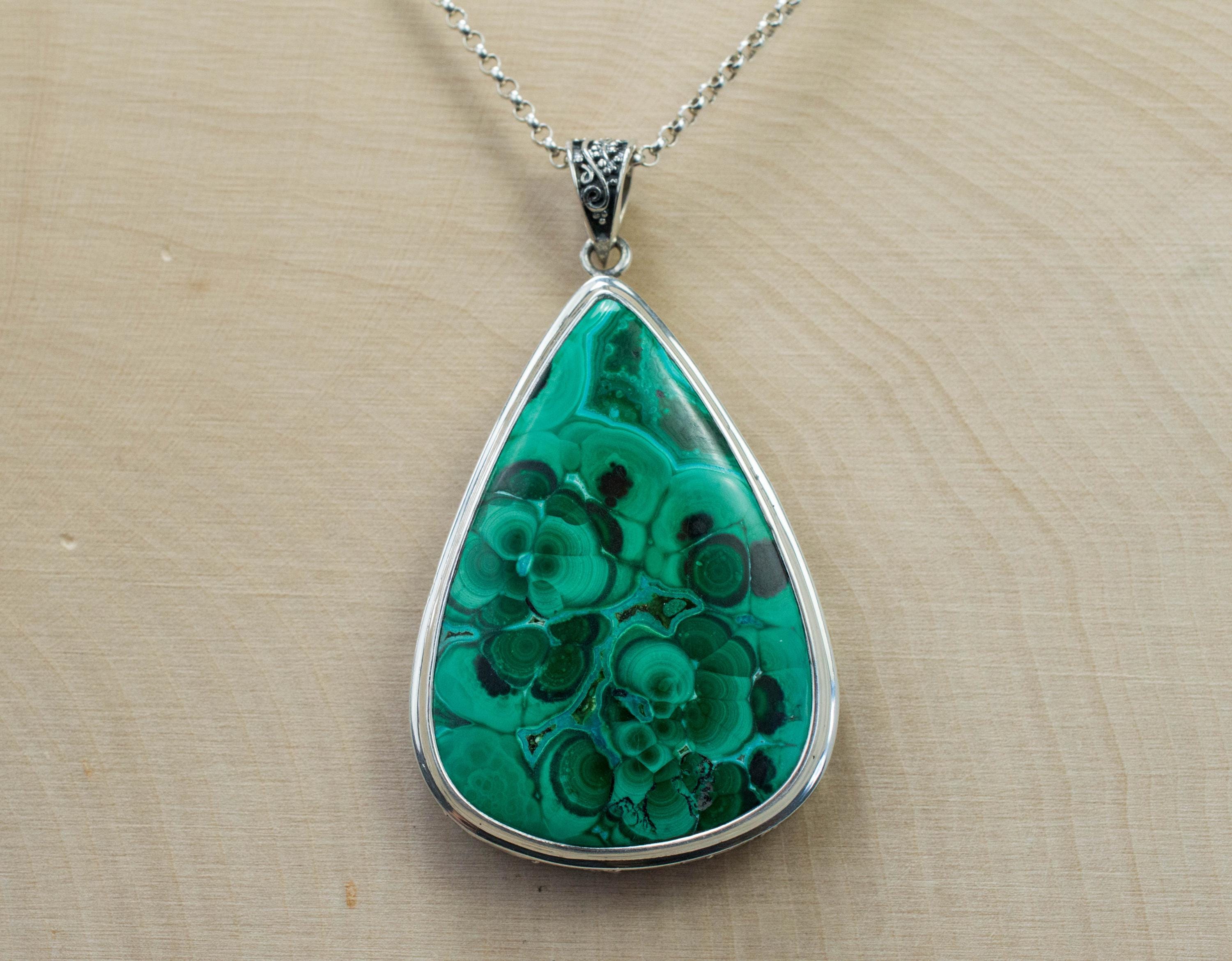 Malachite Pendant; Natural Untreated Congo Malachite