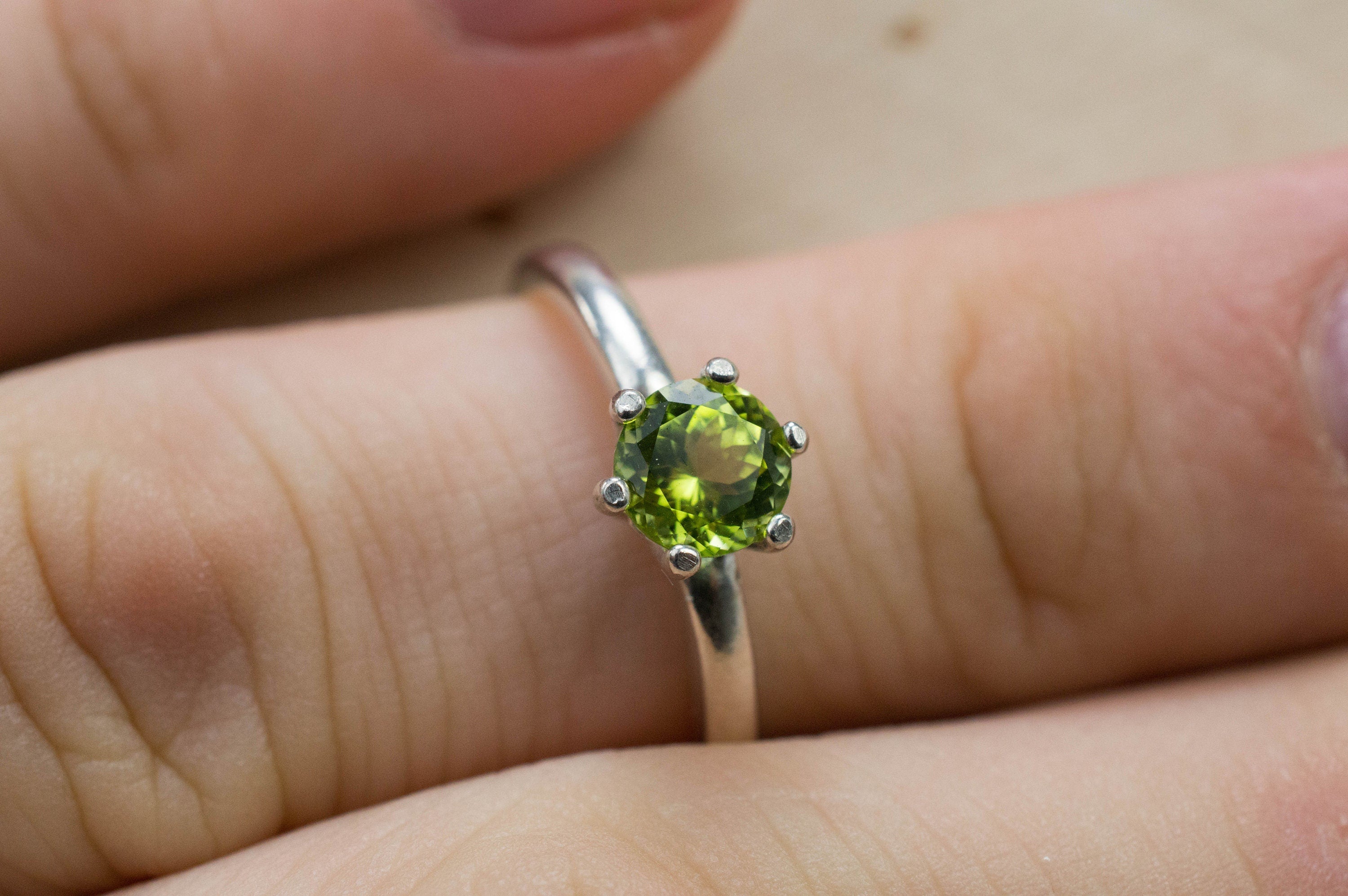 Peridot Ring, Natural Untreated Tanzania Peridot; 0.770cts