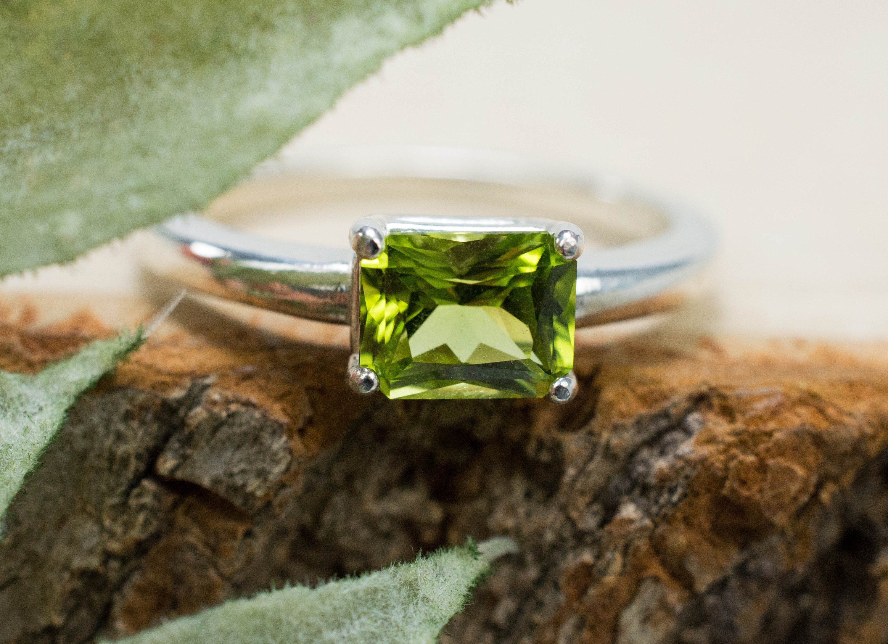 Peridot Ring, Natural Untreated Tanzania Peridot; 1.080cts