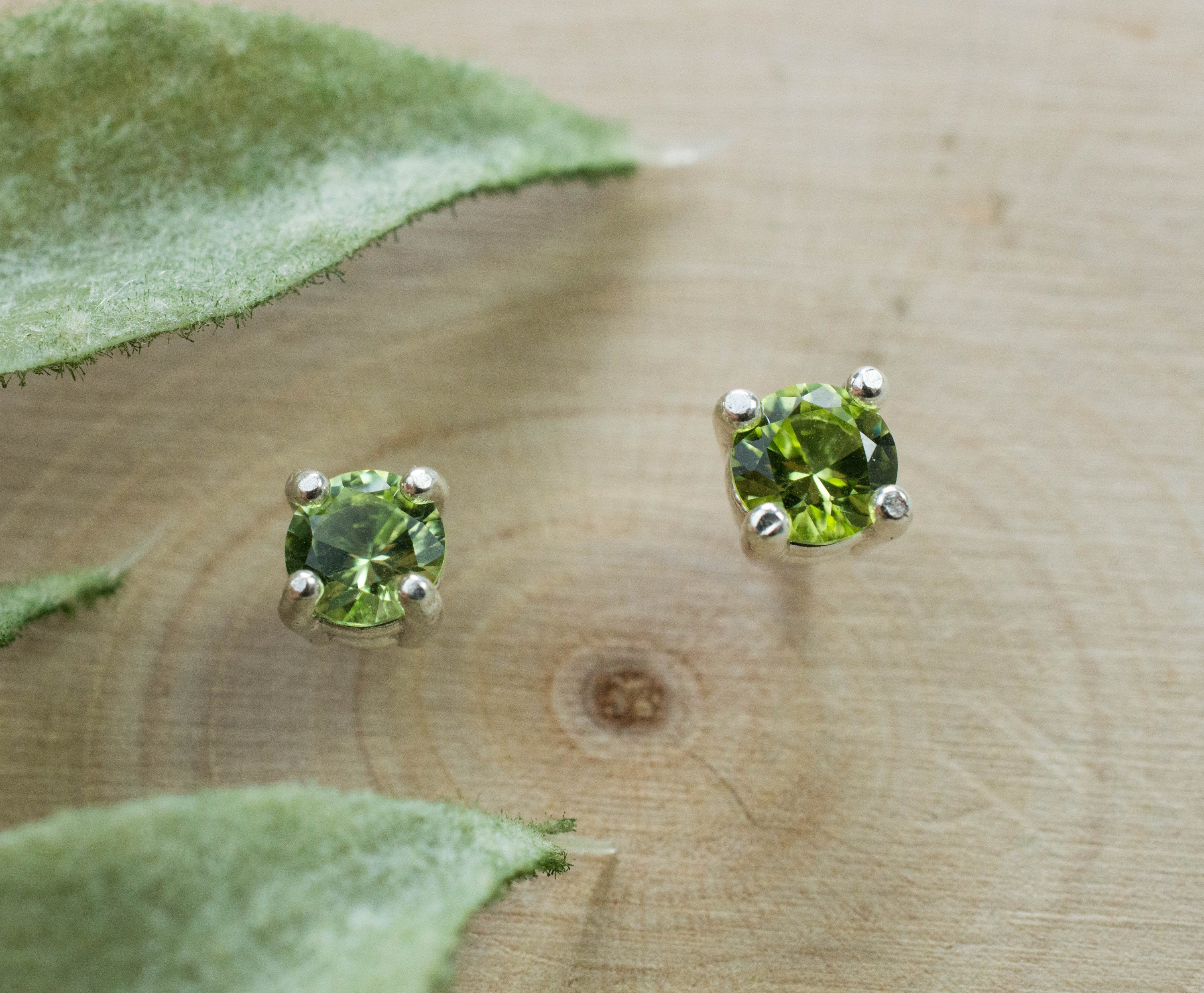 Peridot Earrings; Natural Untreated Tanzania Go Go Peridot; 0.450cts