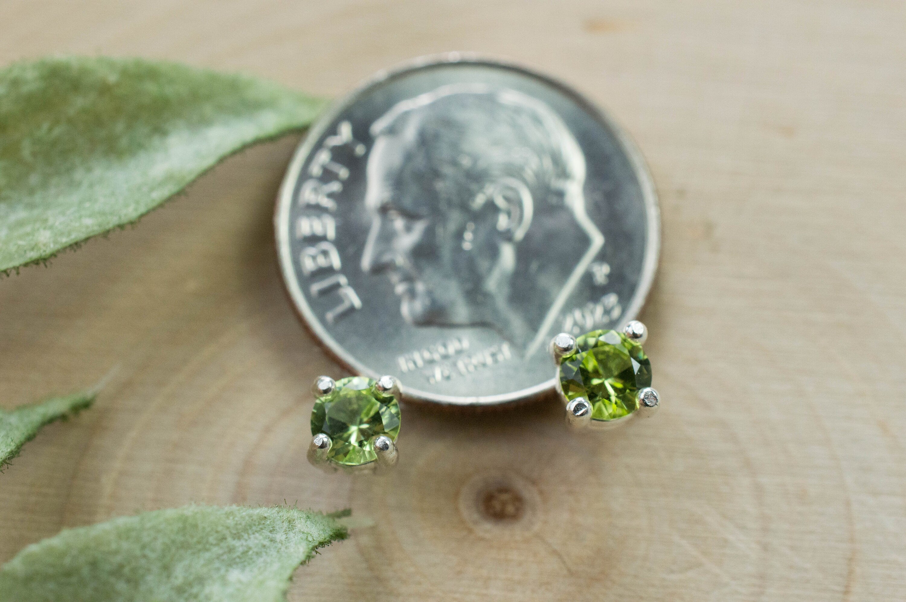 Peridot Earrings; Natural Untreated Tanzania Go Go Peridot; 0.450cts