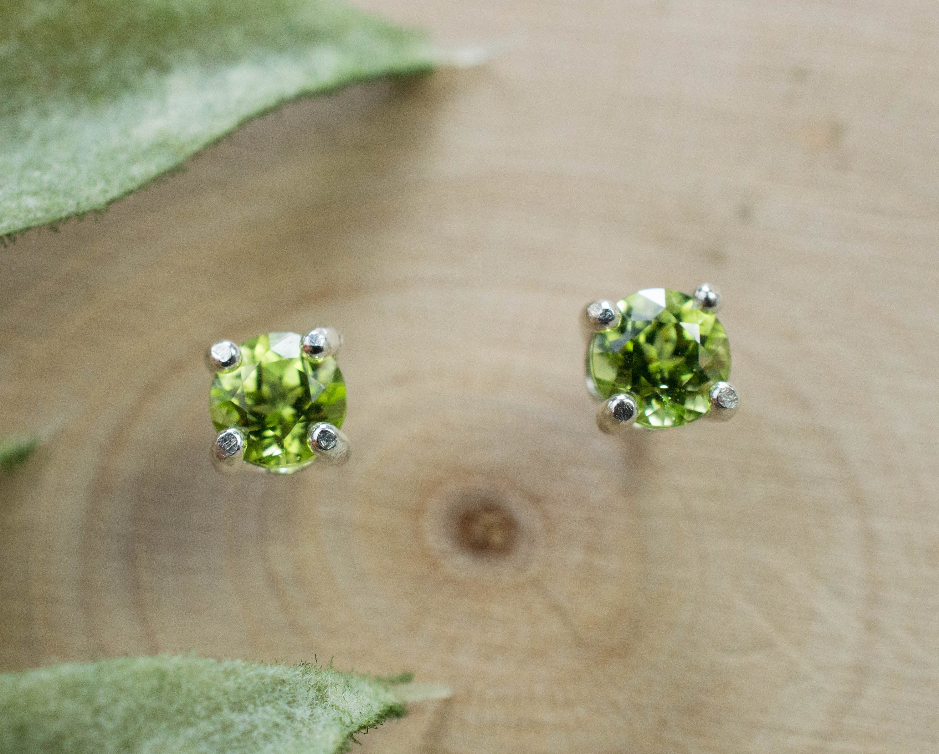 Peridot Earrings; Natural Untreated Arizona Peridot; 0.560cts