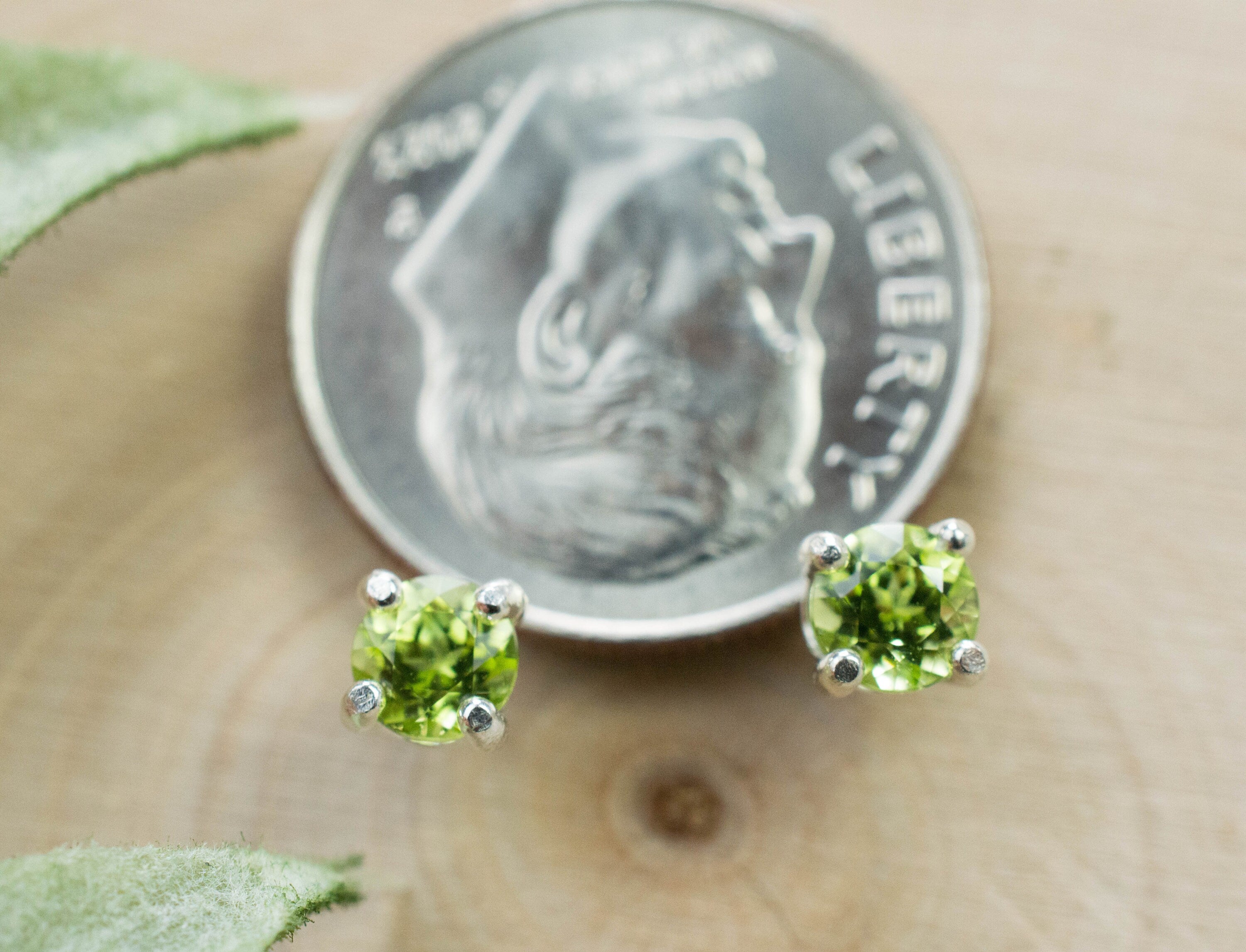 Peridot Earrings; Natural Untreated Arizona Peridot; 0.560cts