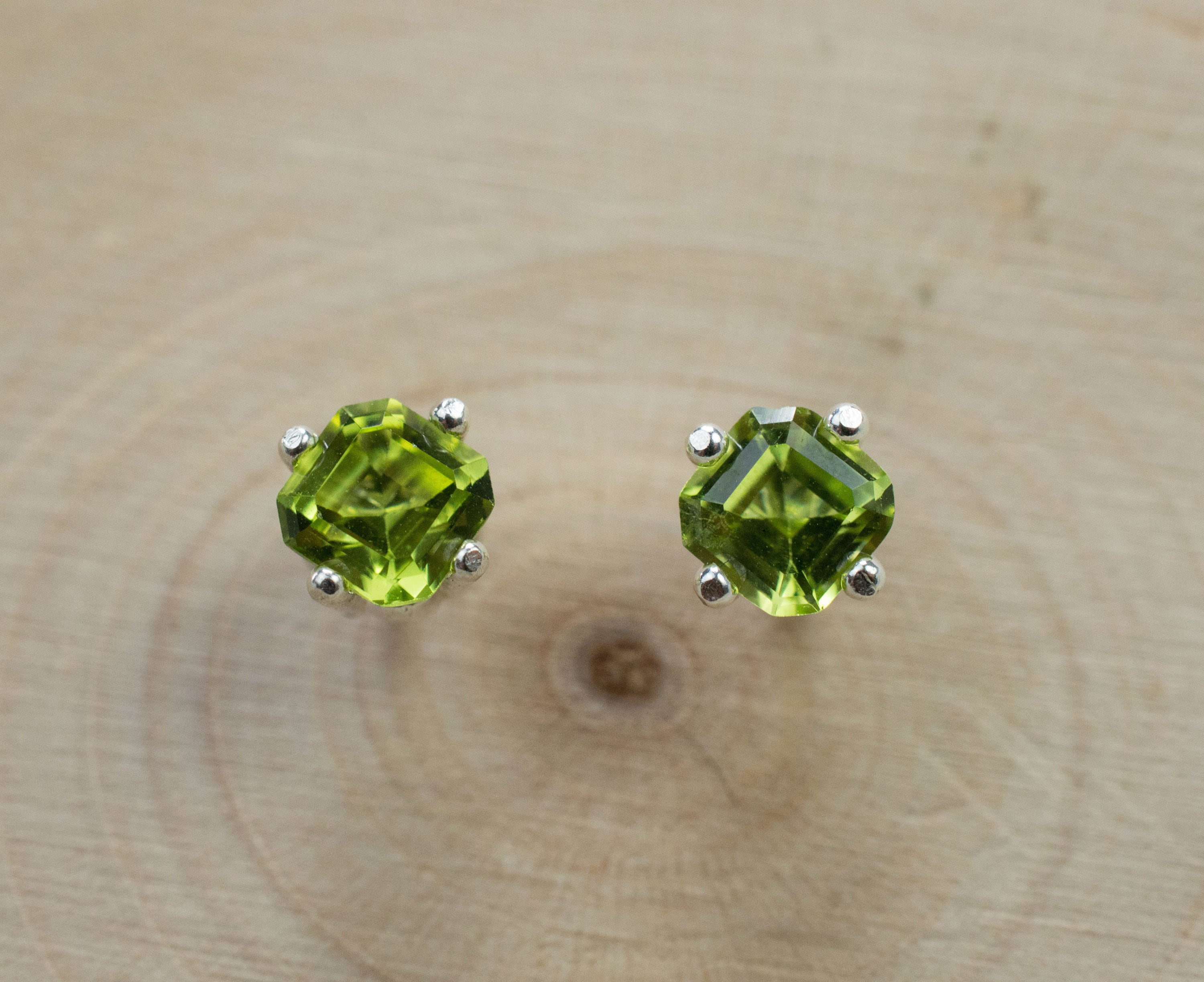 Peridot Earrings; Natural Untreated Arizona Peridot; 0.915cts