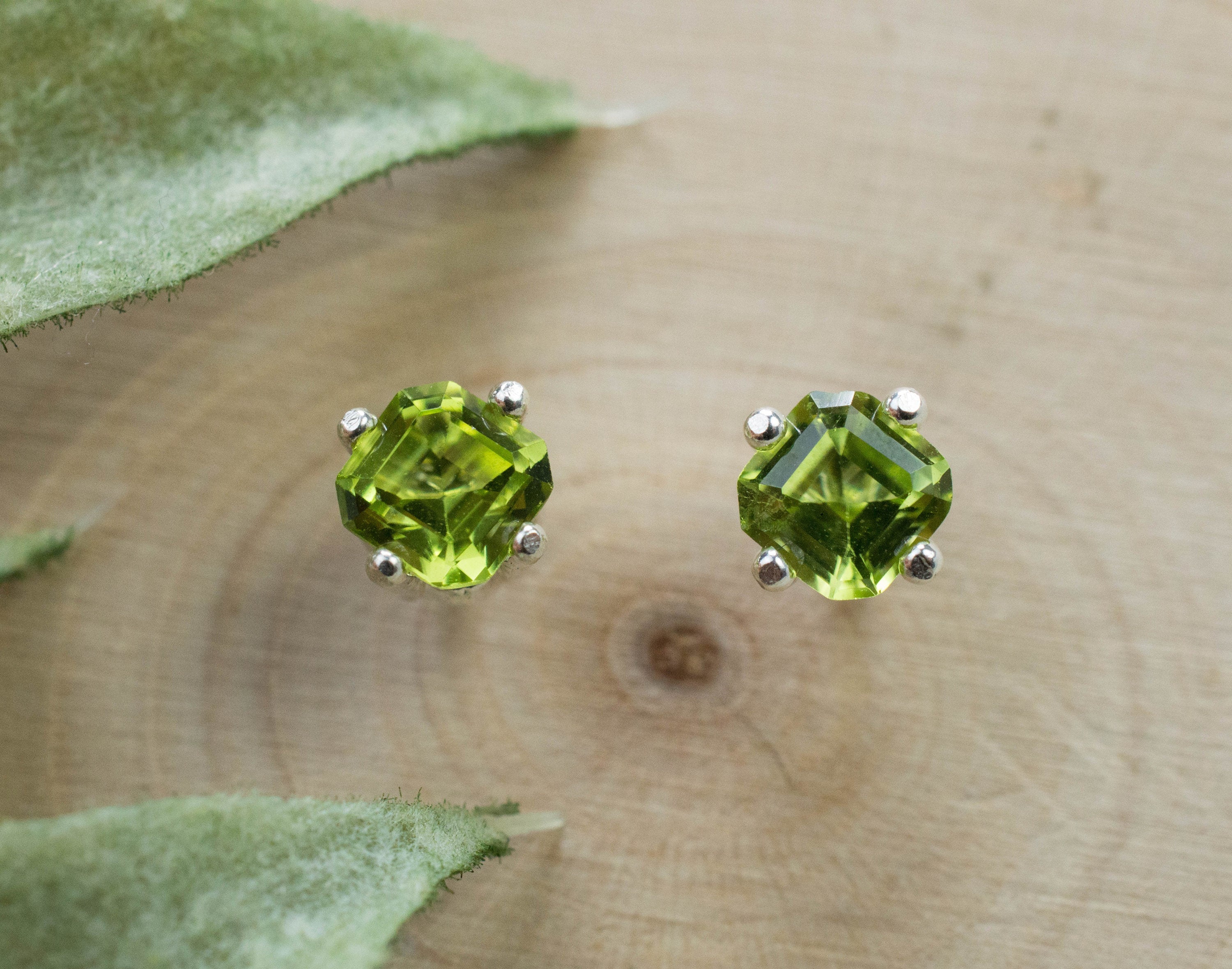 Peridot Earrings; Natural Untreated Arizona Peridot; 0.915cts