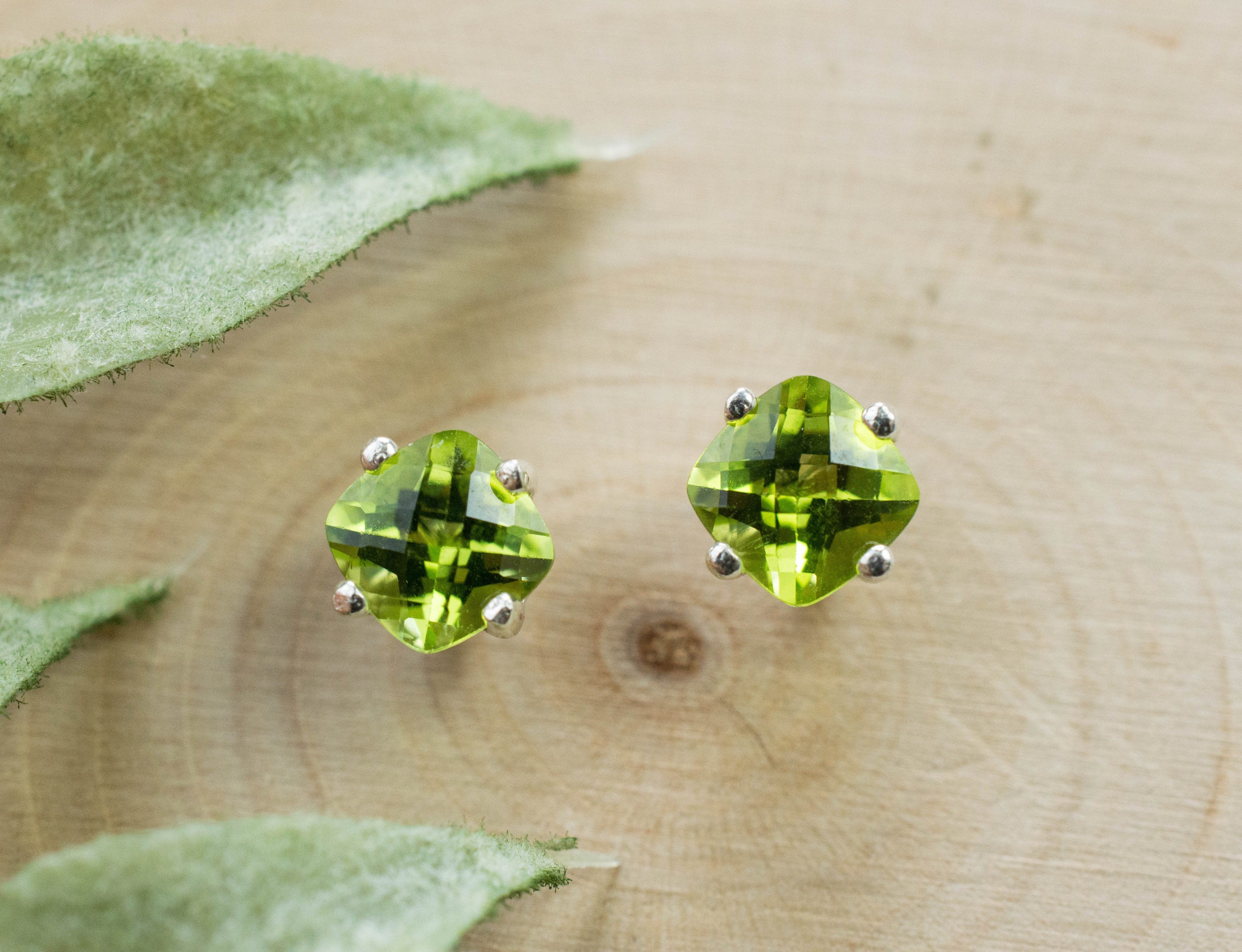 Peridot Earrings; Natural Untreated Arizona Peridot; 1.450cts