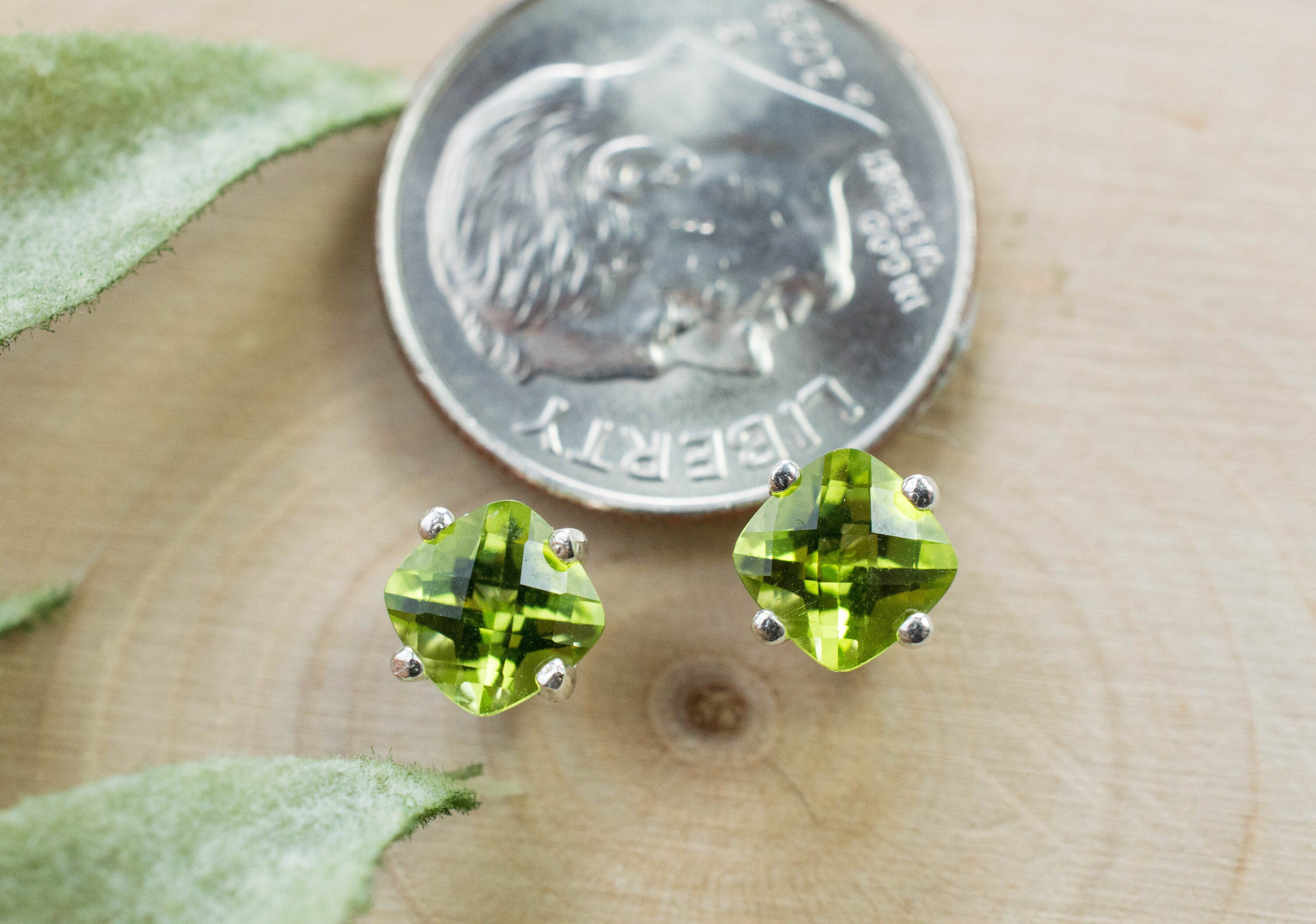 Peridot Earrings; Natural Untreated Arizona Peridot; 1.450cts