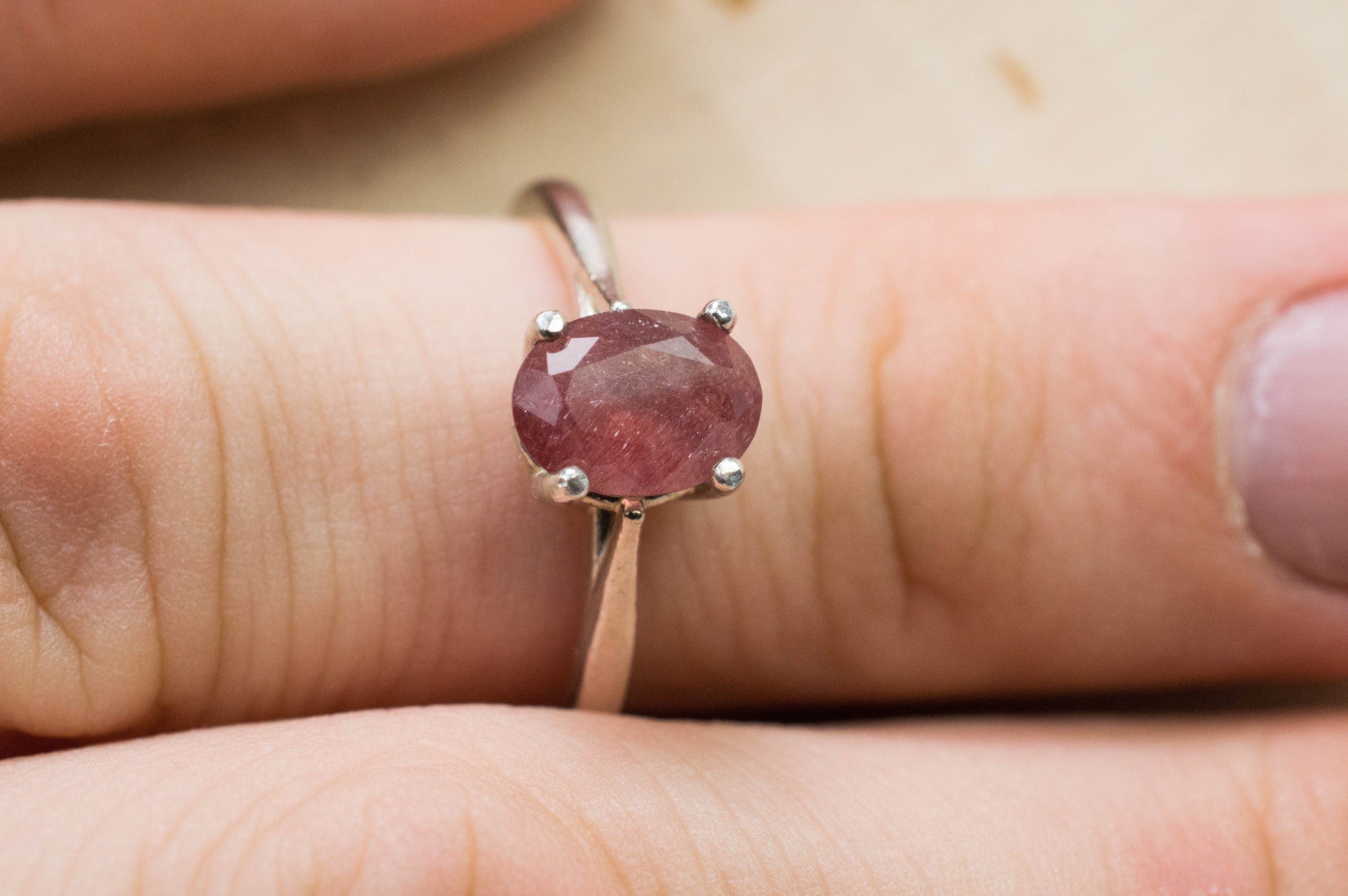 Strawberry Quartz Ring; Natural Untreated Mexico Quartz; 1.080cts