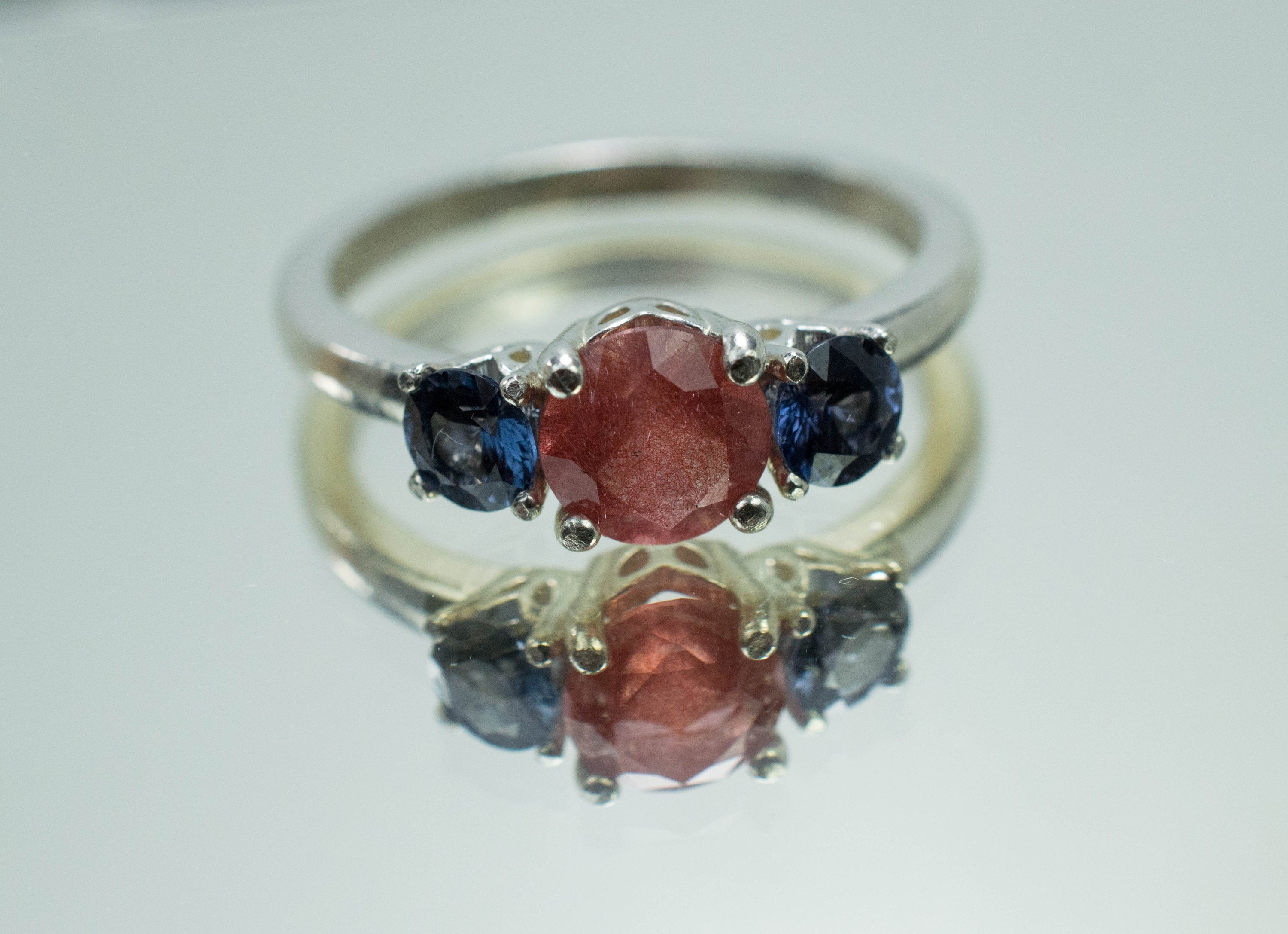 Strawberry Quartz Ring; Natural Untreated Mexico Quartz and Sri Lanka Spinel