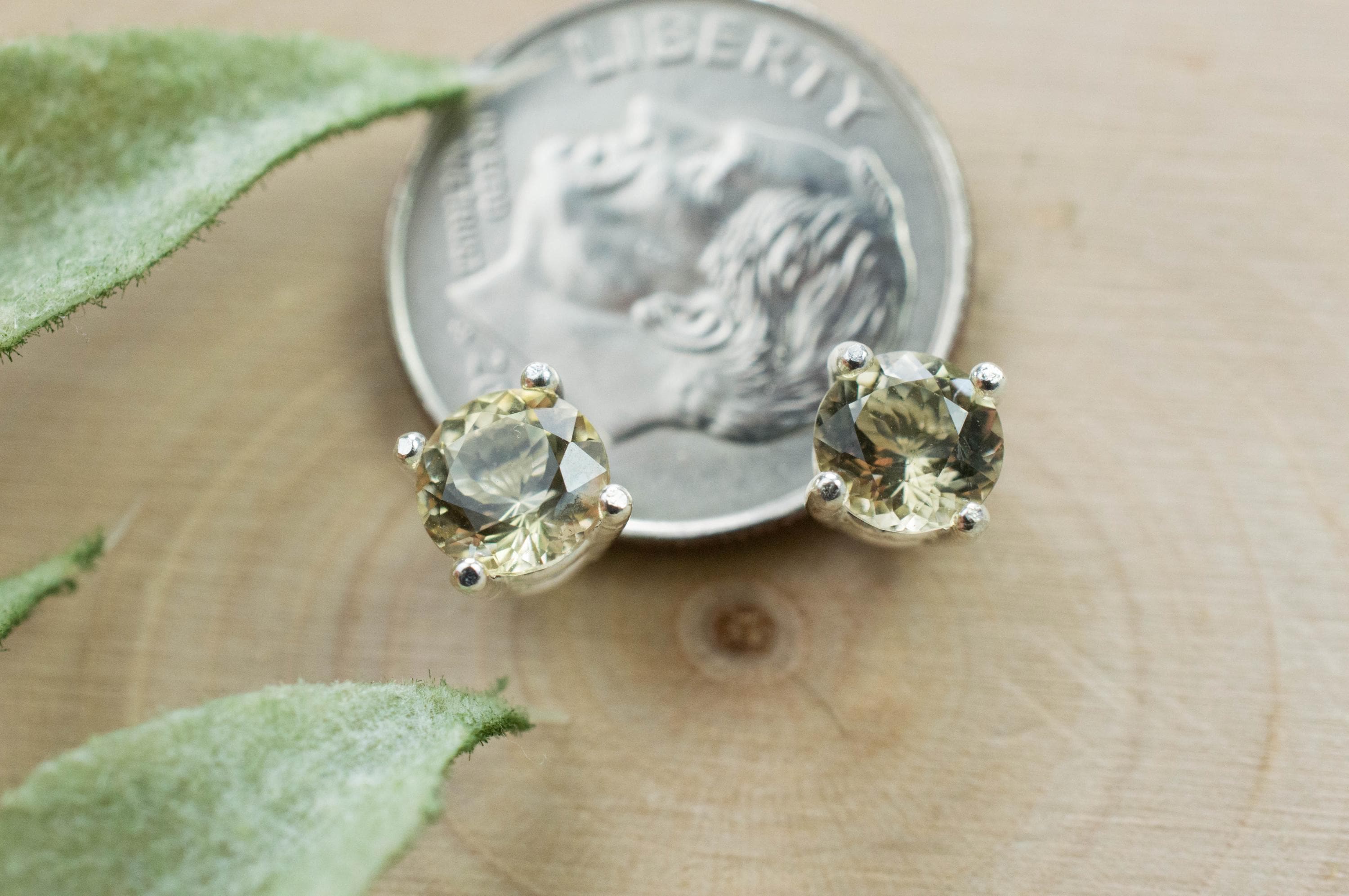 Scapolite Earrings, Genuine Untreated Tanzania Yellow Scapolite; 0.970cts