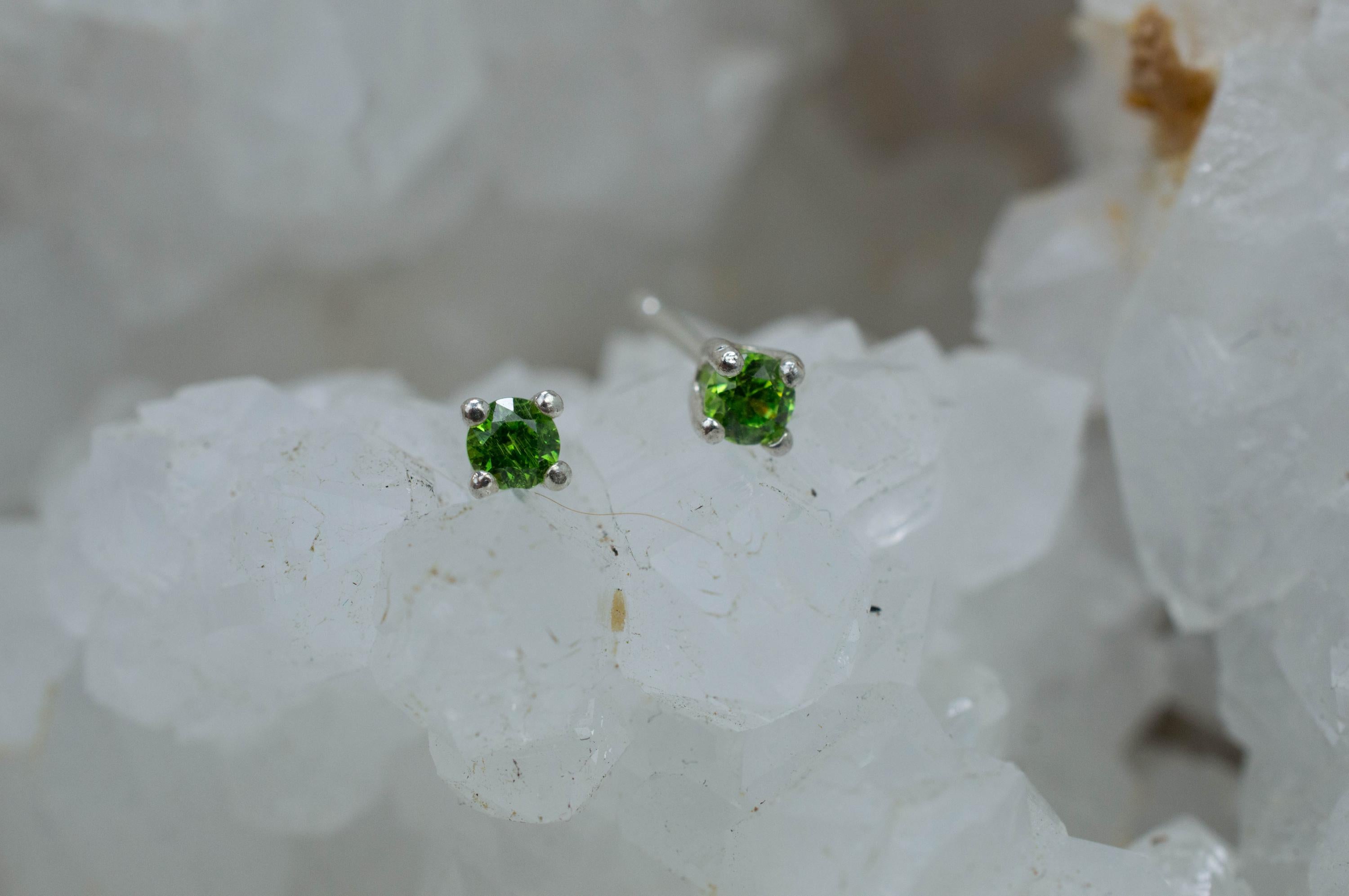 Demantoid Garnet Earrings; Genuine Untreated Ural Mountain Demantoid; 0.250cts