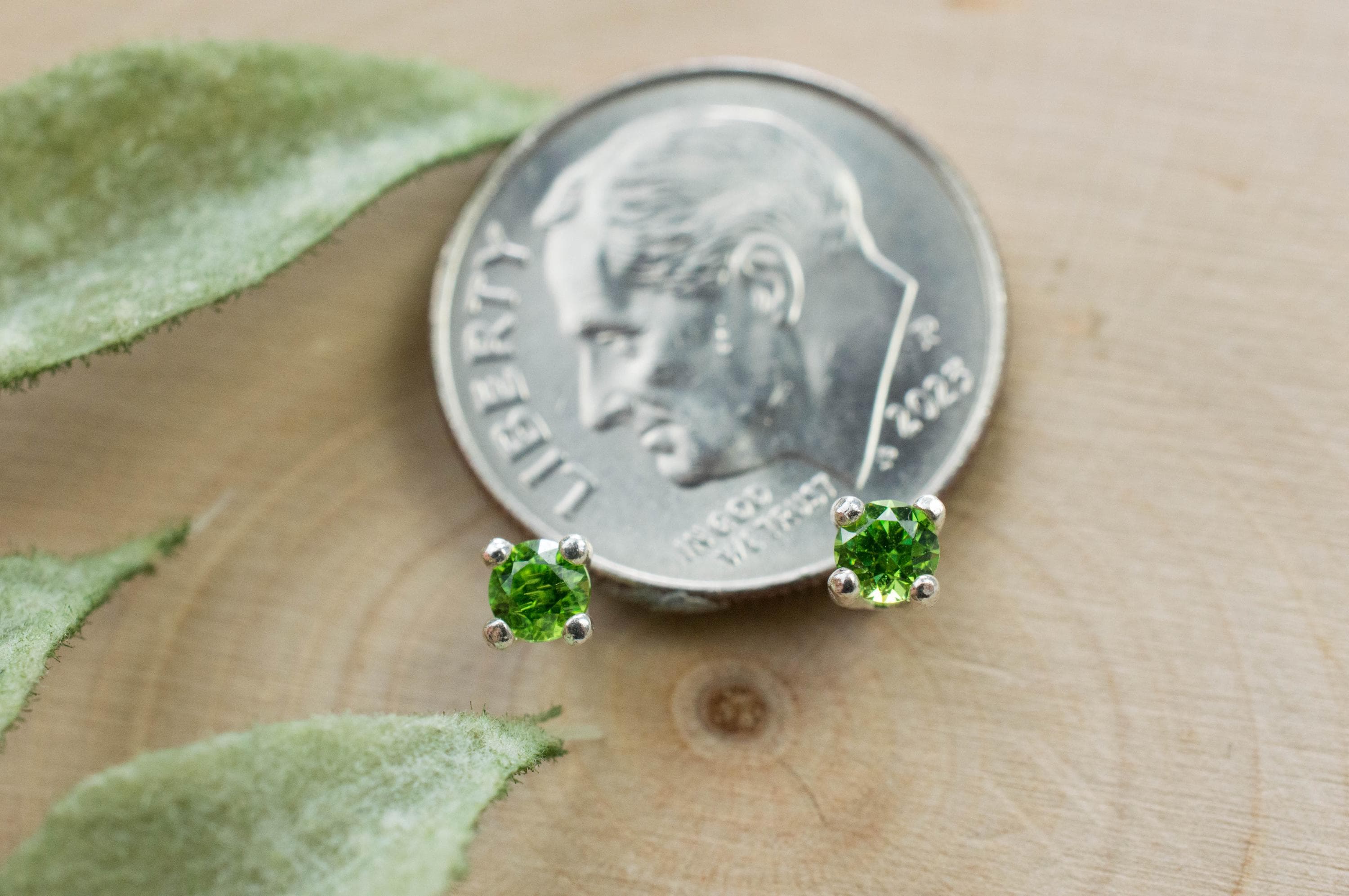 Demantoid Garnet Earrings; Genuine Untreated Ural Mountain Demantoid; 0.250cts