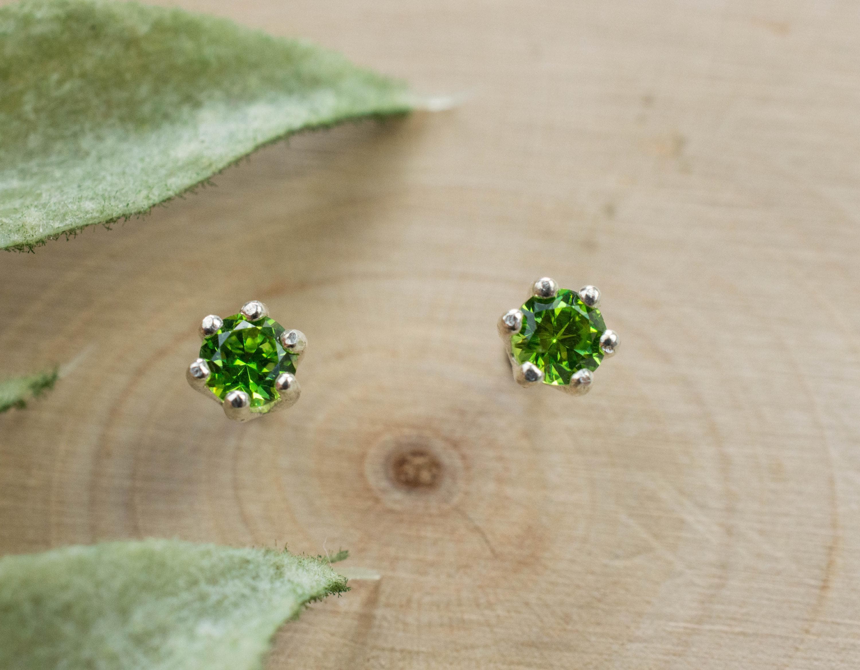 Demantoid Garnet Earrings; Genuine Untreated Ural Mountain Demantoid; 0.380cts