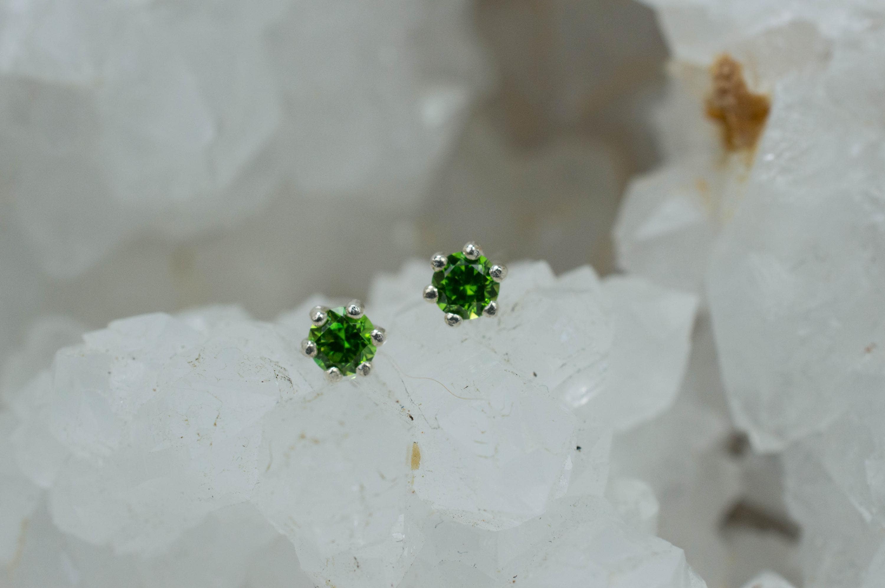 Demantoid Garnet Earrings; Genuine Untreated Ural Mountain Demantoid; 0.380cts