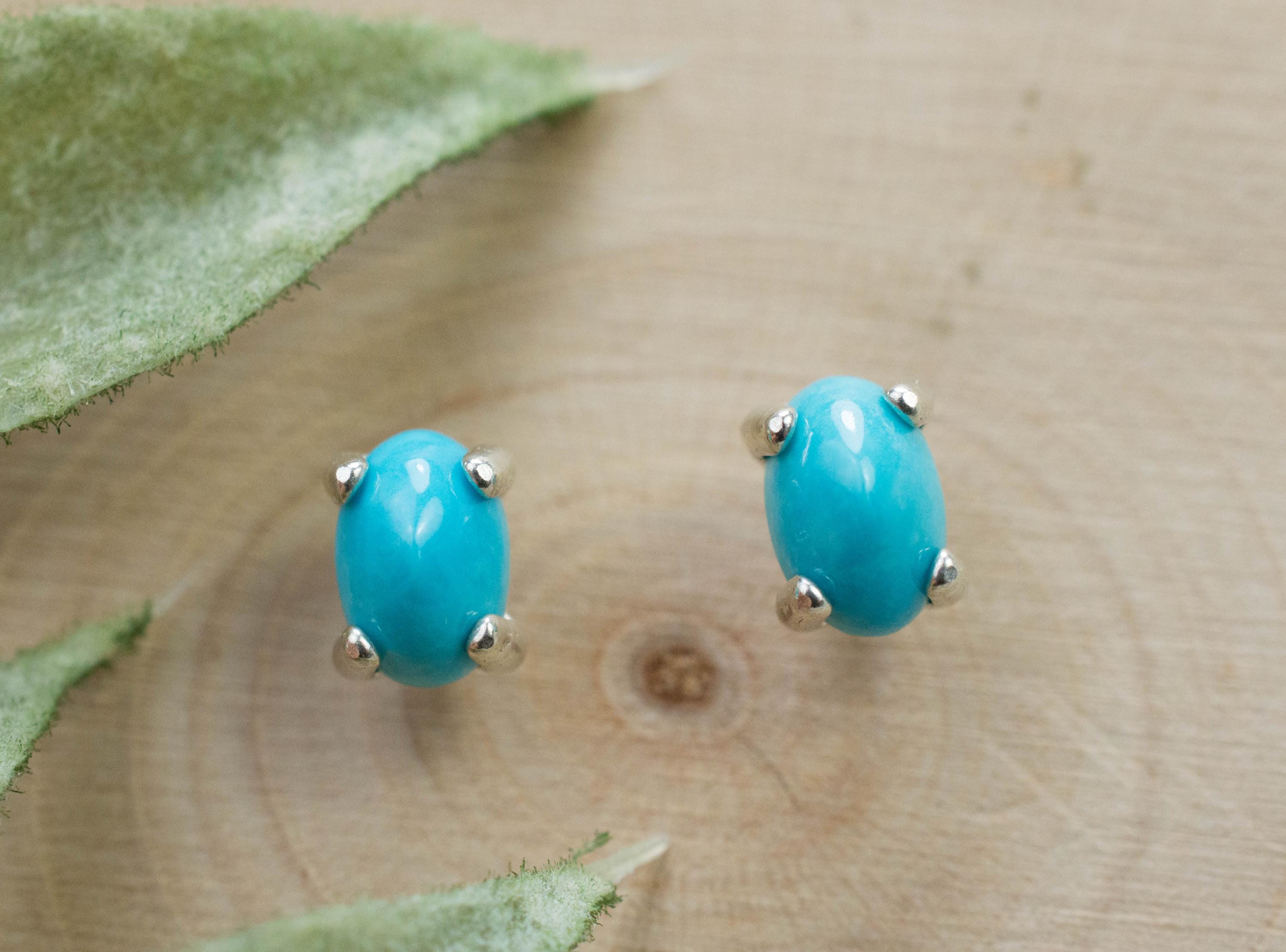 Turquoise Earrings; Natural Untreated Persian Turquoise; 0.995cts