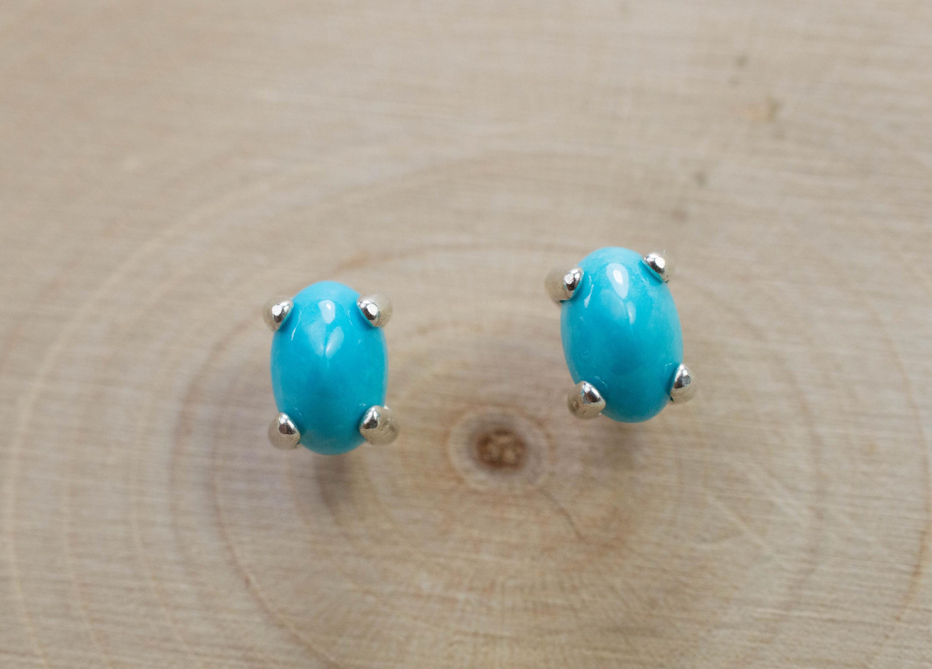 Turquoise Earrings; Natural Untreated Persian Turquoise; 0.995cts