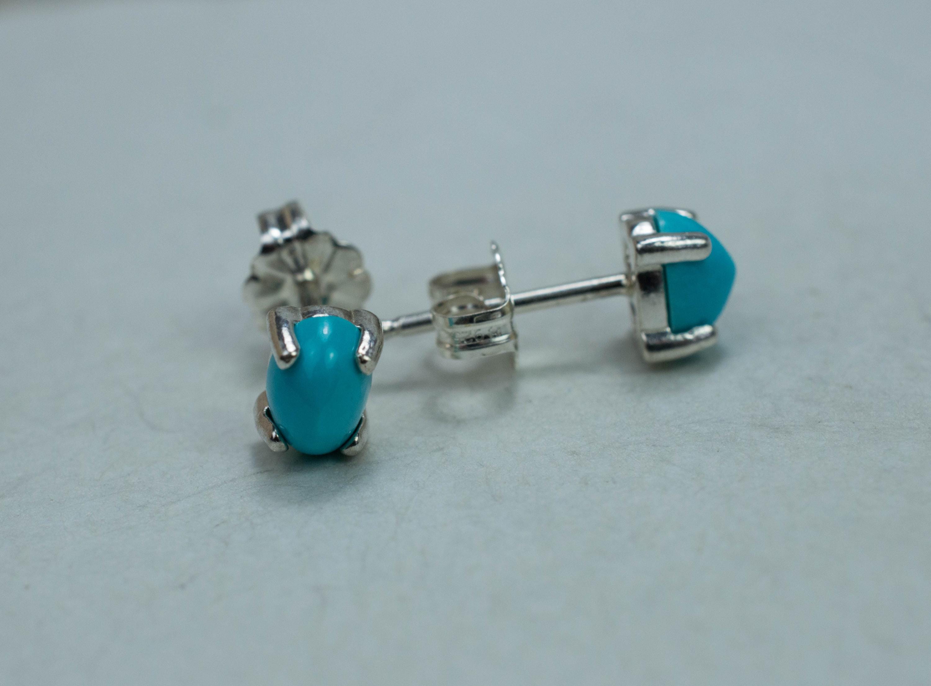 Turquoise Earrings; Natural Untreated Persian Turquoise; 1.060cts