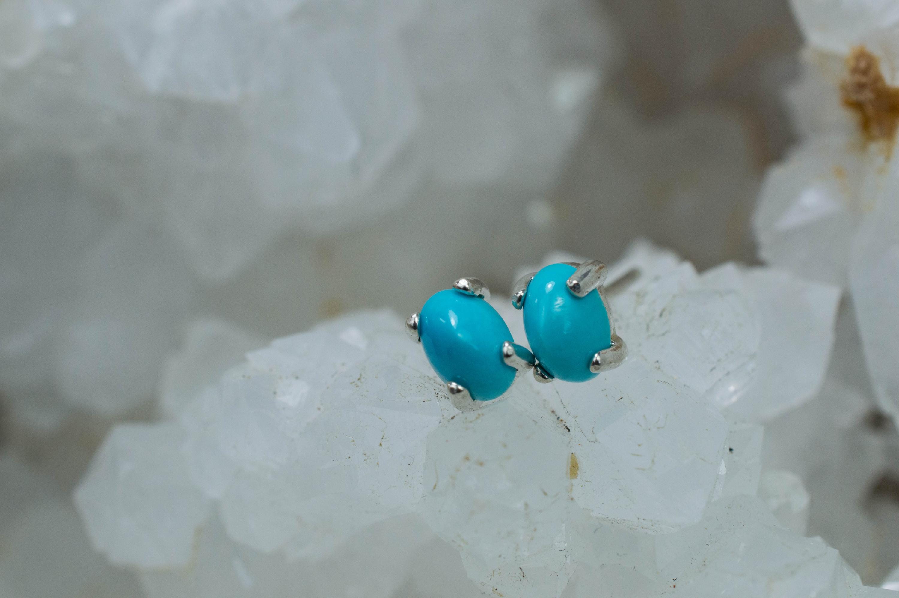 Turquoise Earrings; Natural Untreated Persian Turquoise; 1.060cts