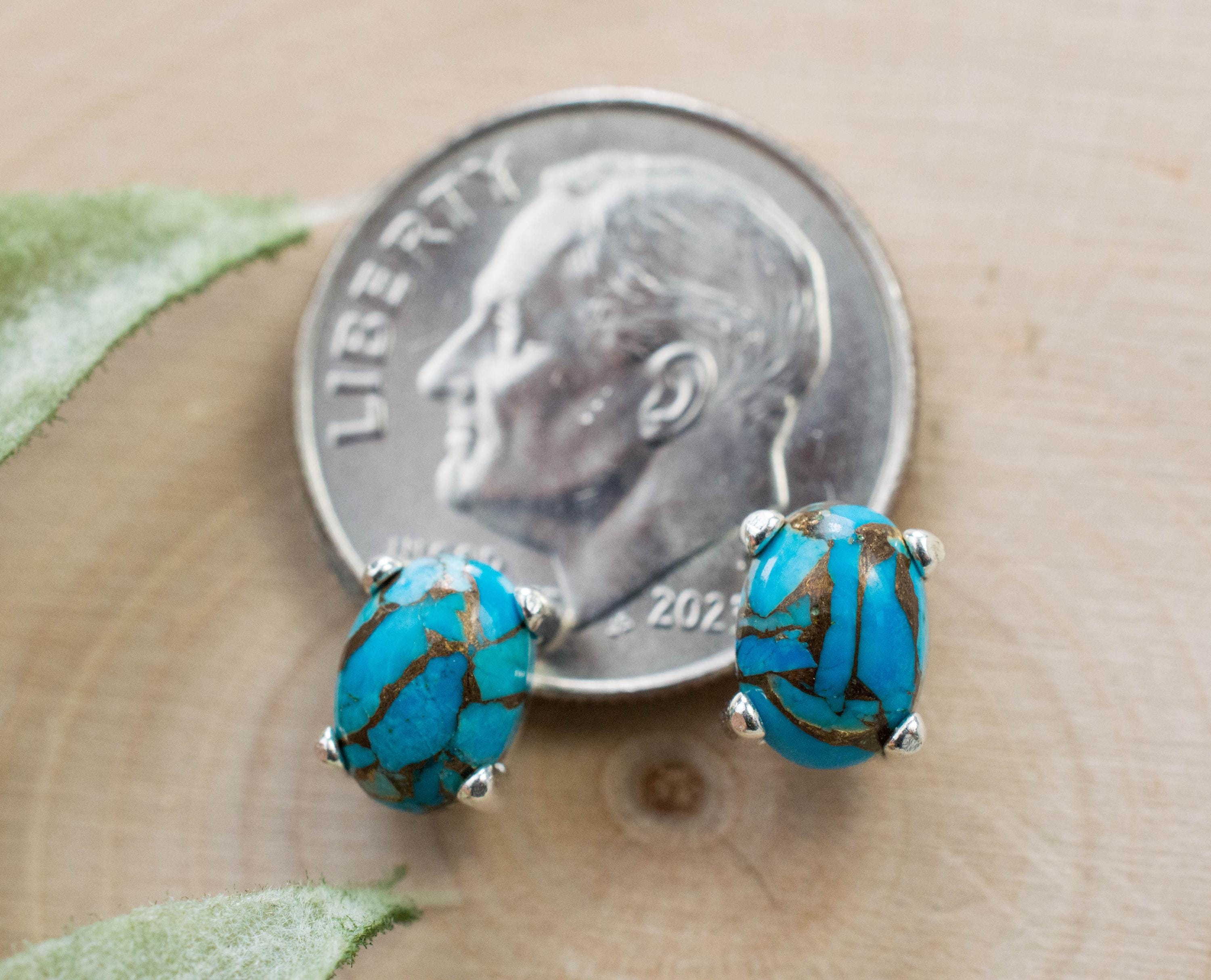 Turquoise Earrings, Natural Stabilized Nevada Turquoise; 1.775cts