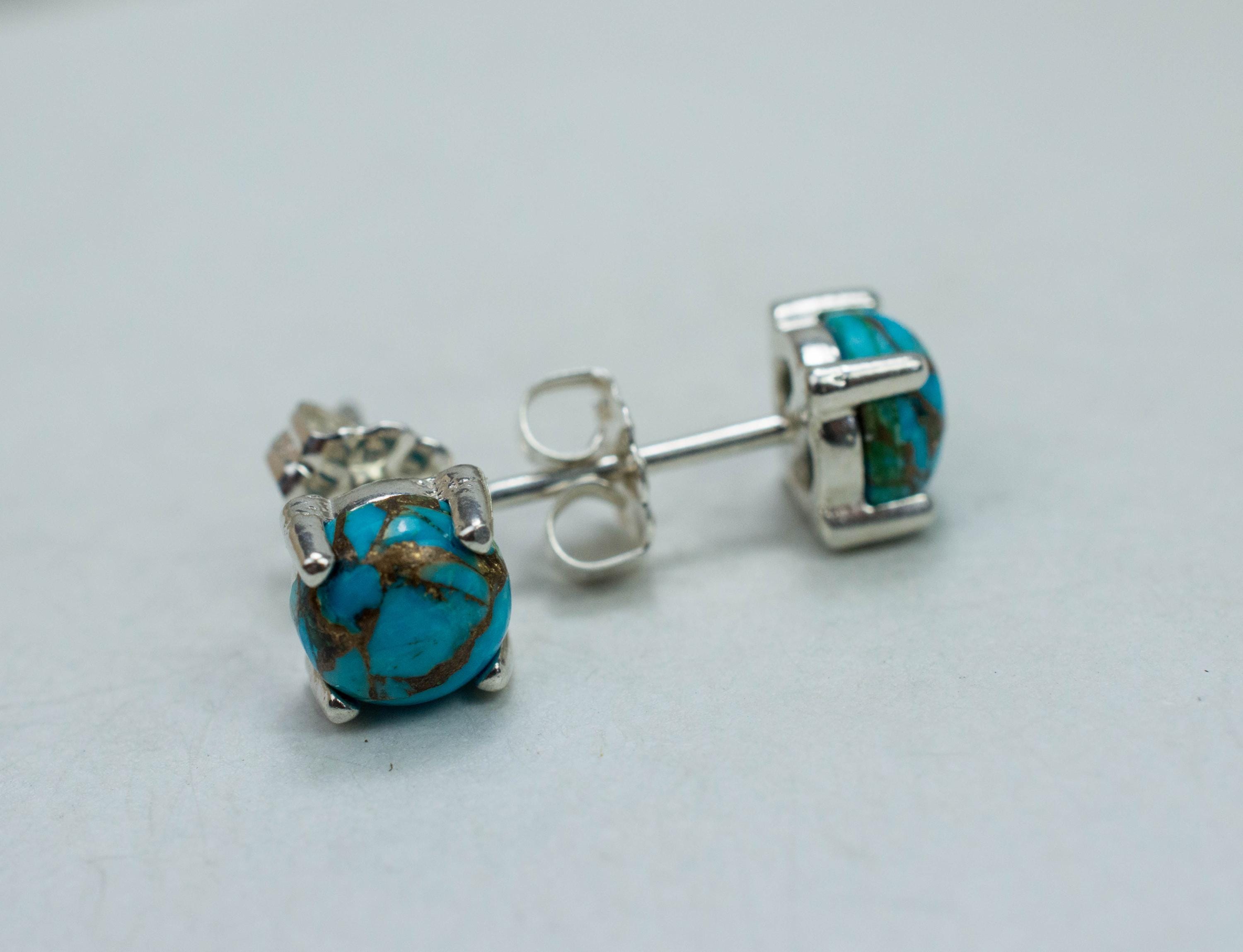 Turquoise Earrings, Natural Stabilized Nevada Turquoise; 1.865cts