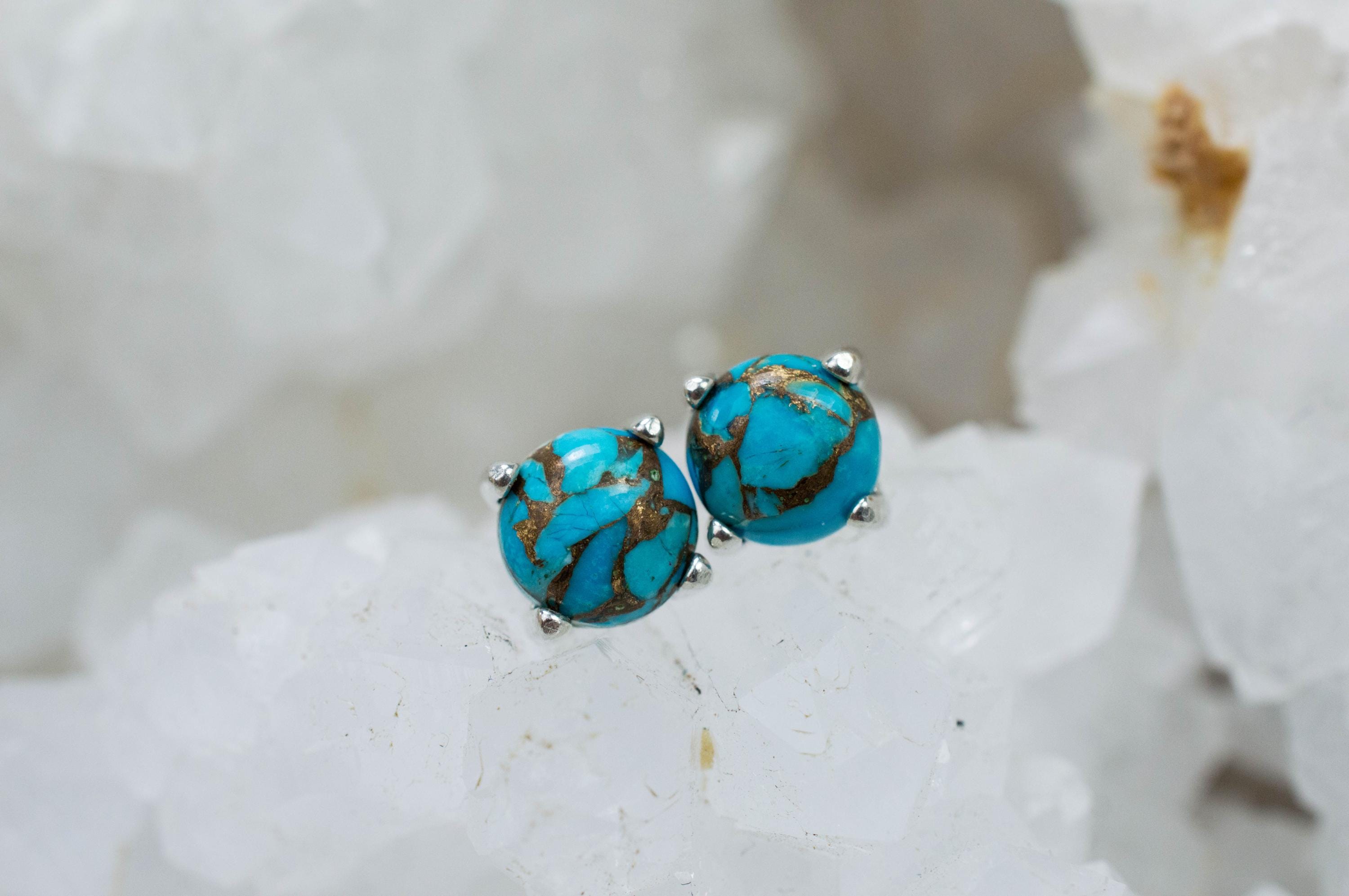 Turquoise Earrings, Natural Stabilized Nevada Turquoise; 1.865cts