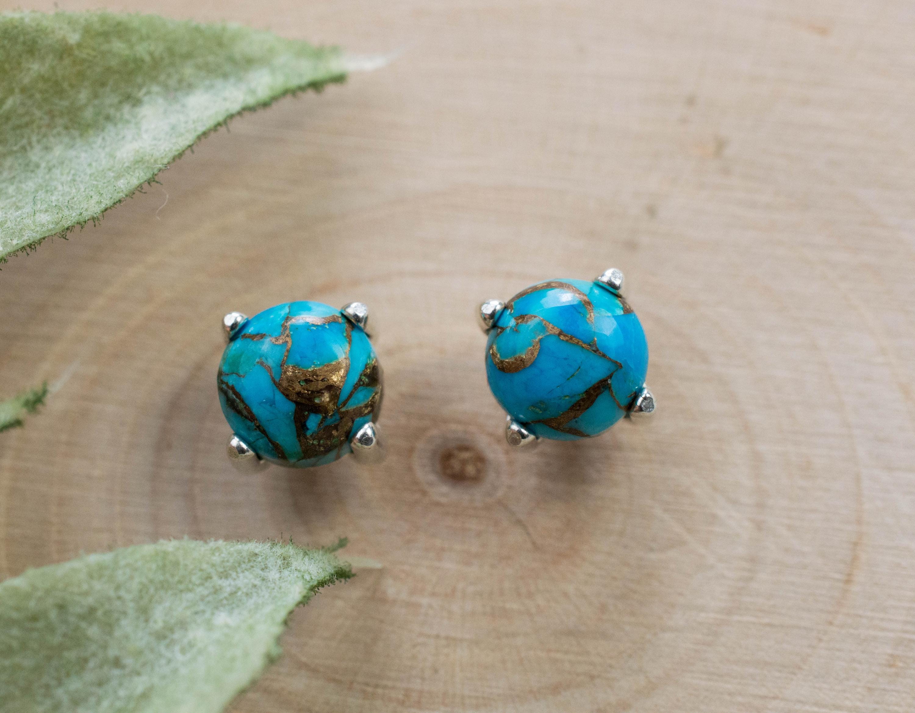 Turquoise Earrings, Natural Stabilized Nevada Turquoise; 1.965cts