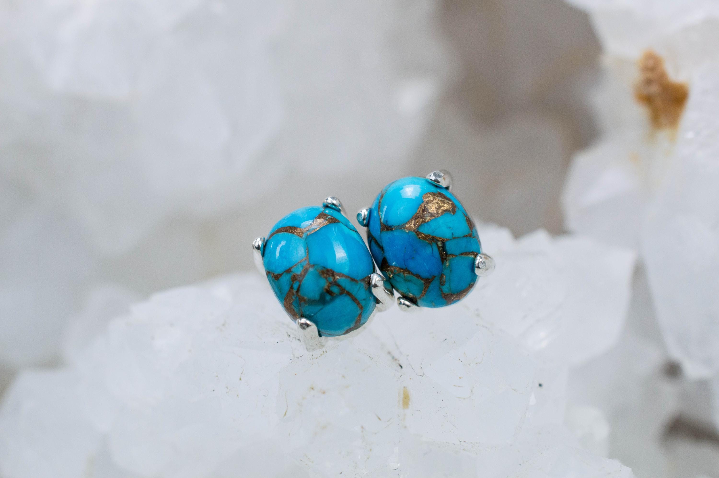 Turquoise Earrings, Natural Stabilized Nevada Turquoise; 2.730cts