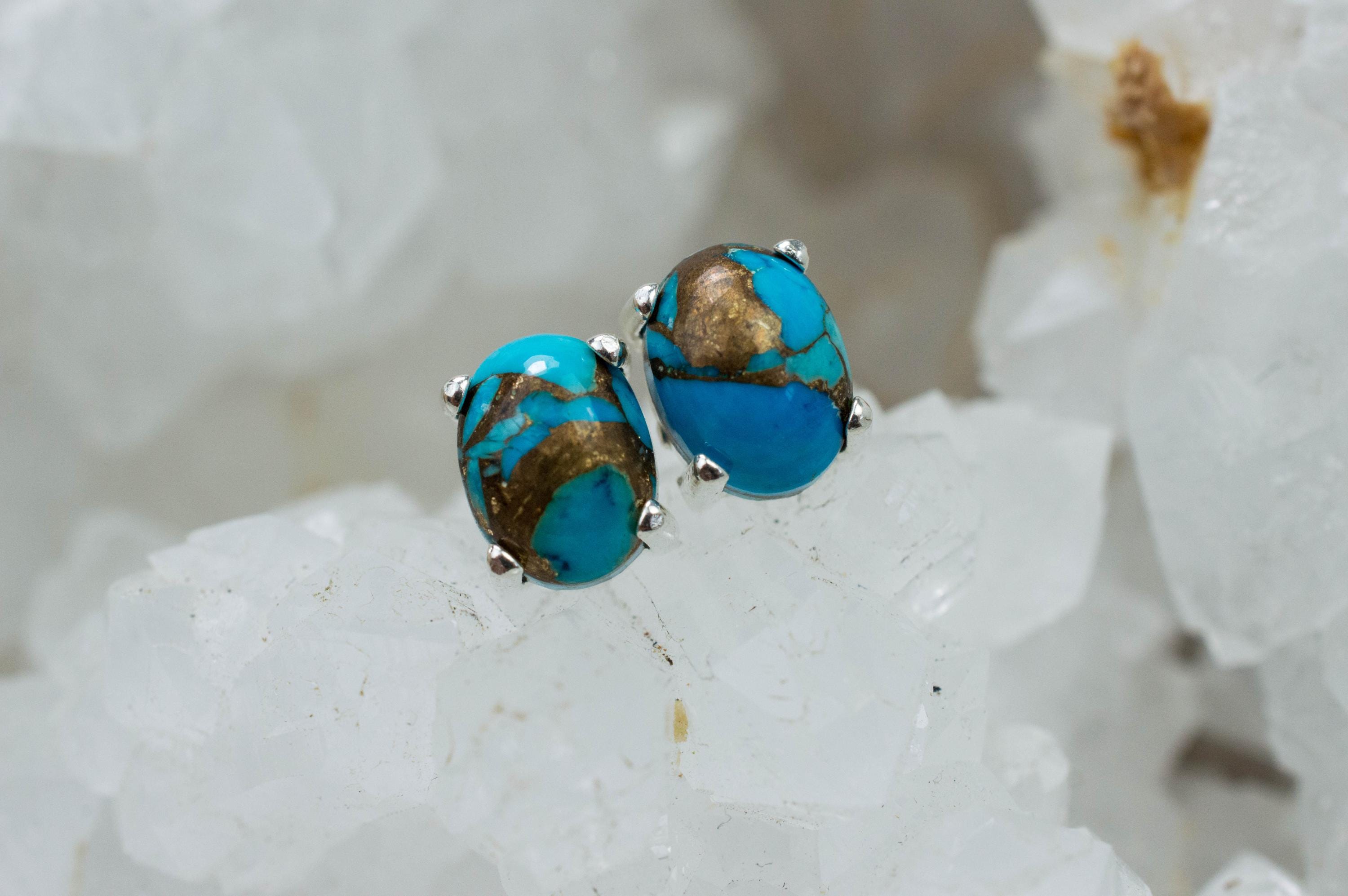 Turquoise Earrings, Natural Stabilized Nevada Turquoise; 2.820cts