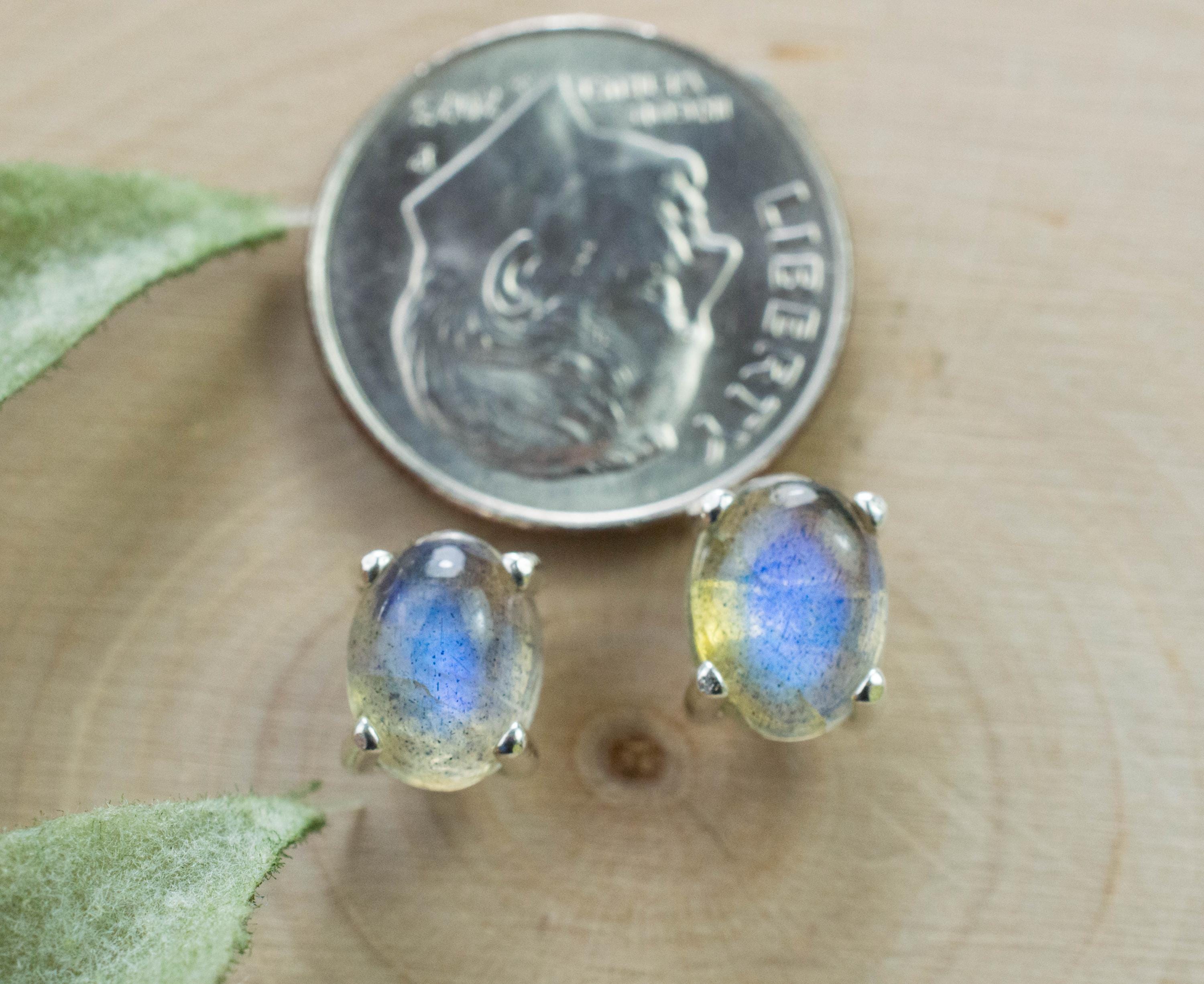 Labradorite Earrings; Natural Untreated Madagascar Labradorite; 2.550cts