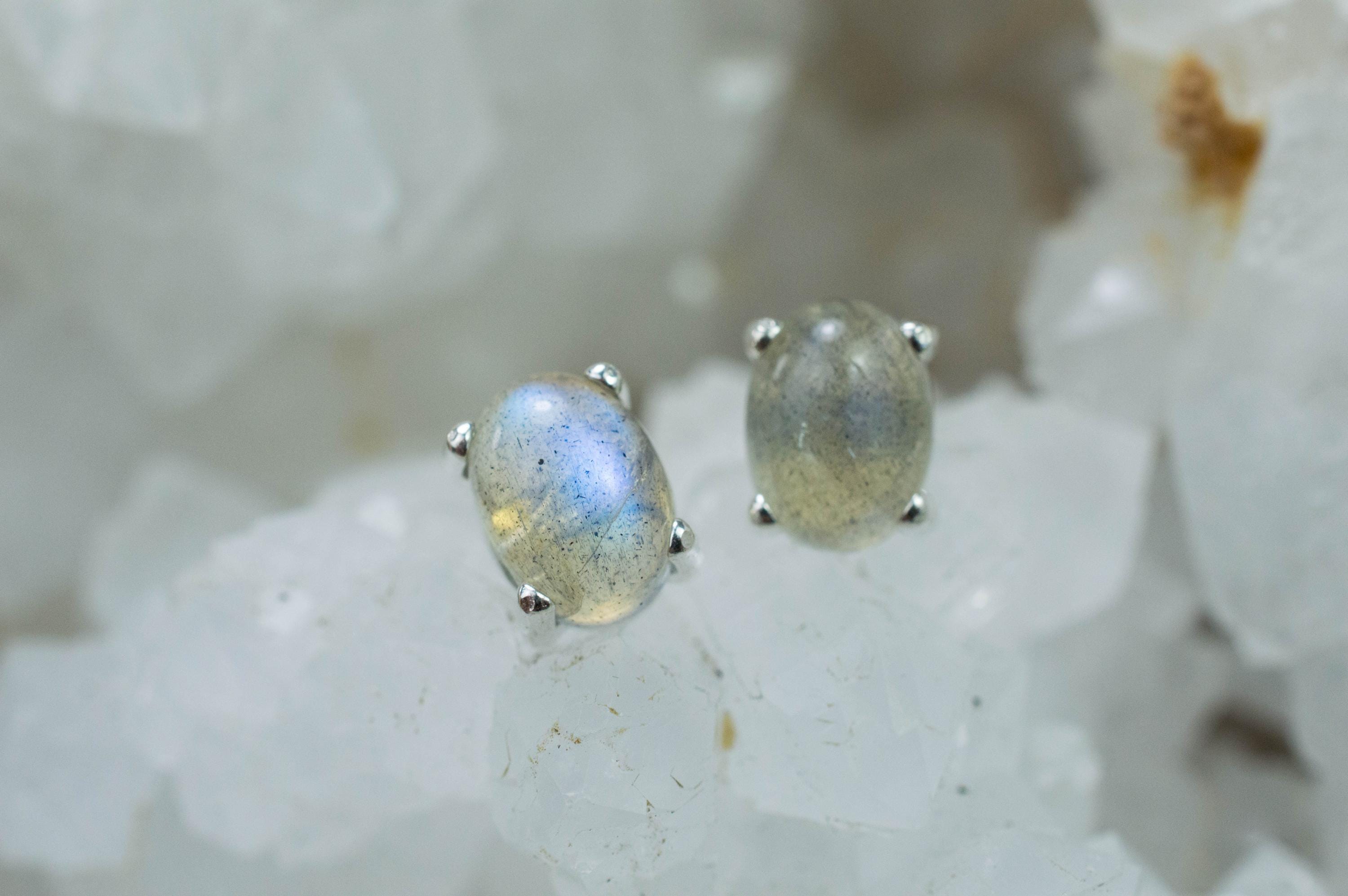 Labradorite Earrings; Natural Untreated Madagascar Labradorite; 2.885cts