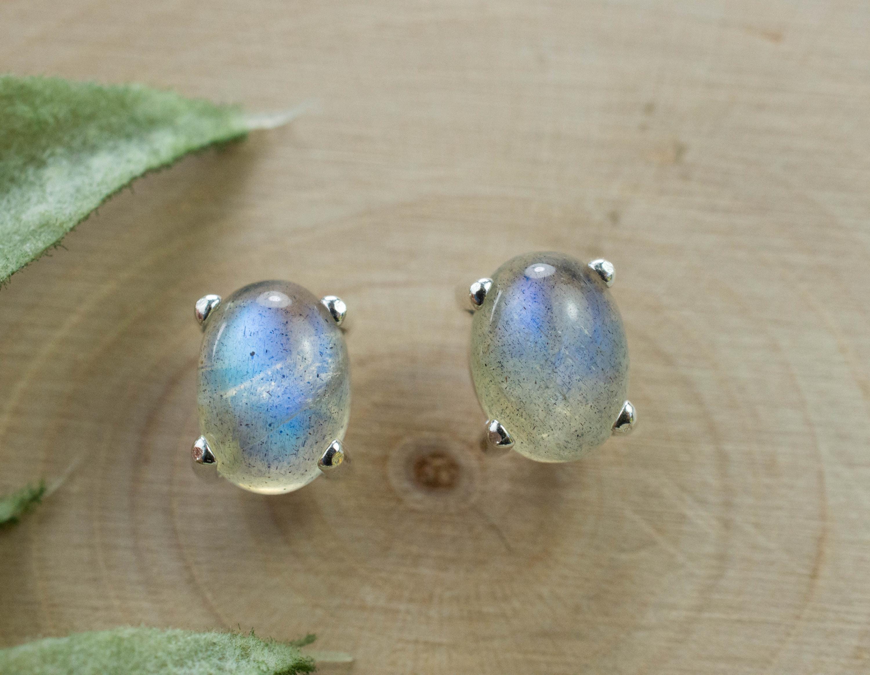 Labradorite Earrings; Natural Untreated Madagascar Labradorite; 2.885cts