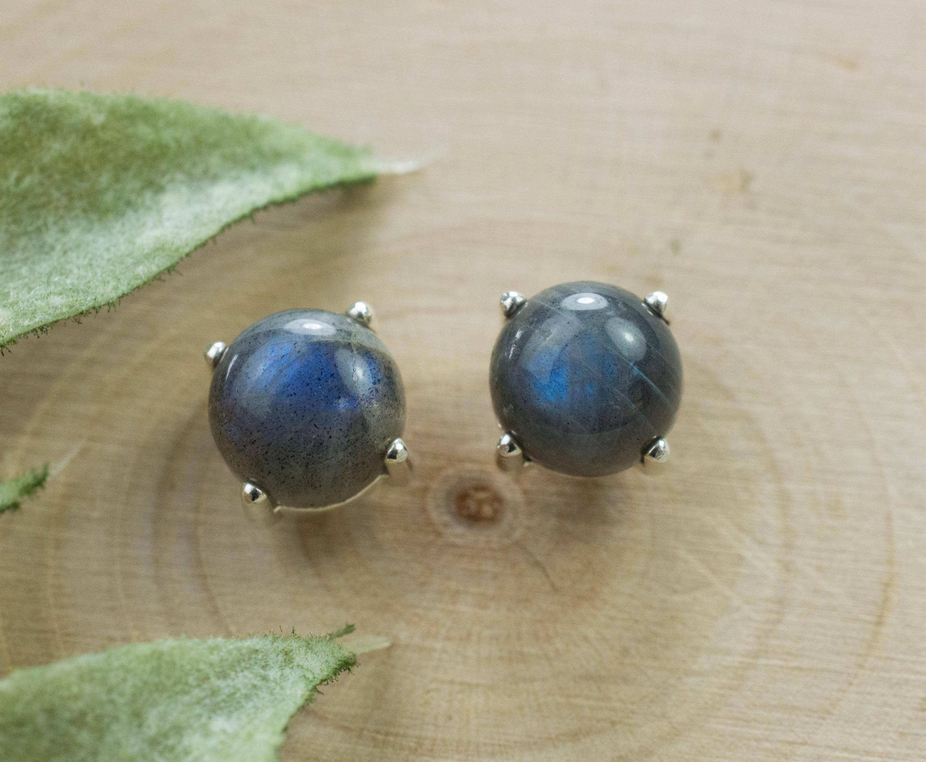 Labradorite Earrings; Natural Untreated Madagascar Labradorite; 3.425cts