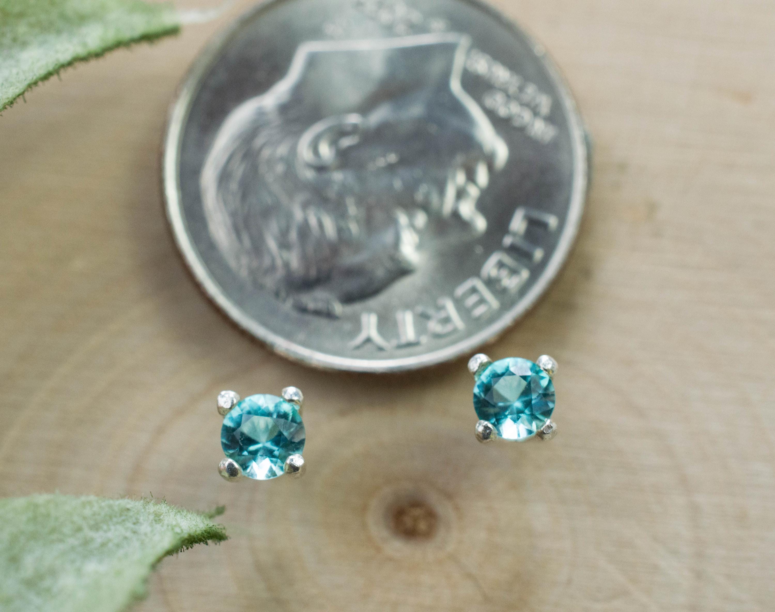 Blue Apatite Earrings; Natural Untreated Brazilian Apatite; 0.245cts