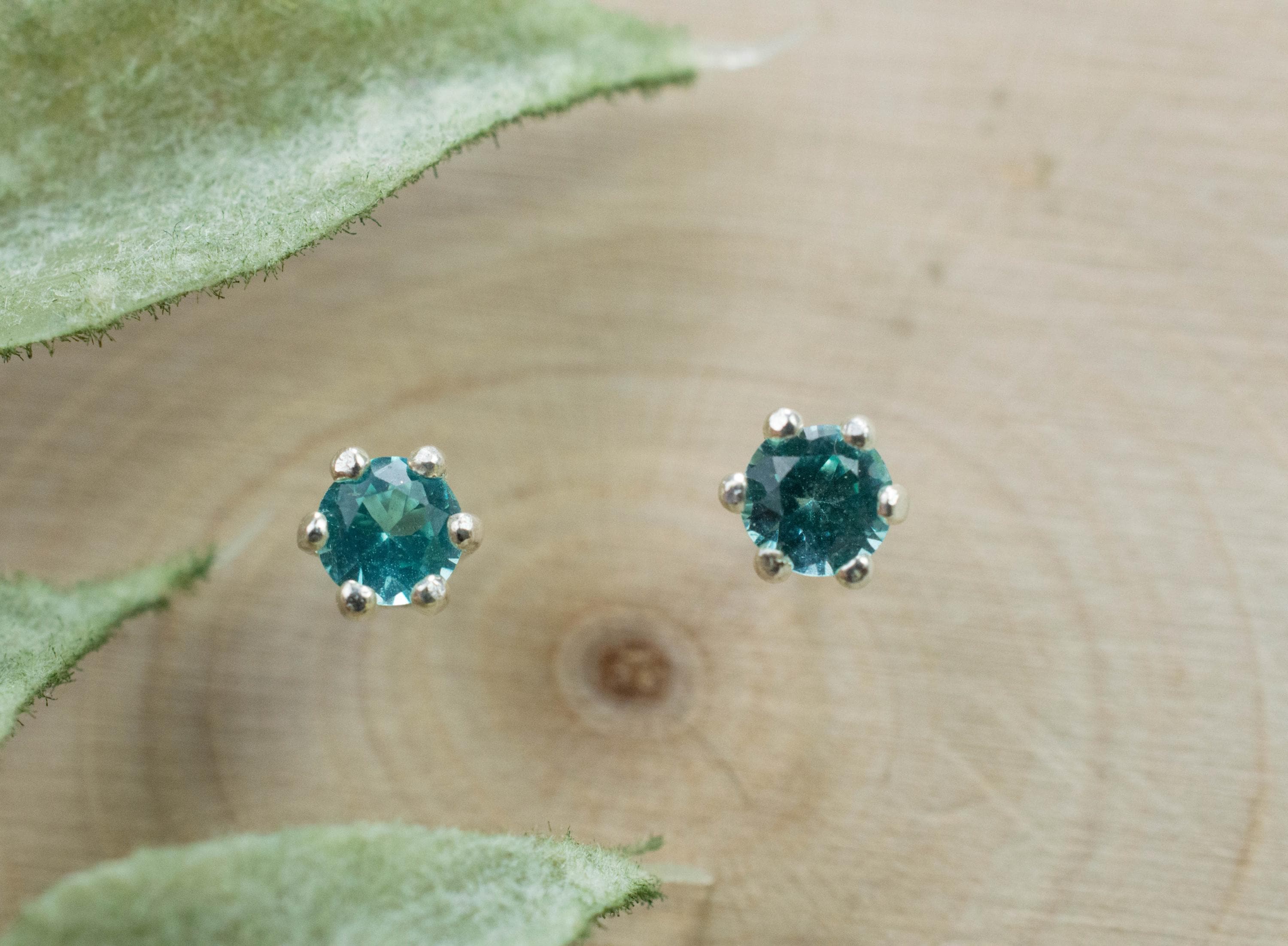 Blue Apatite Earrings; Natural Untreated Brazilian Apatite; 0.320cts