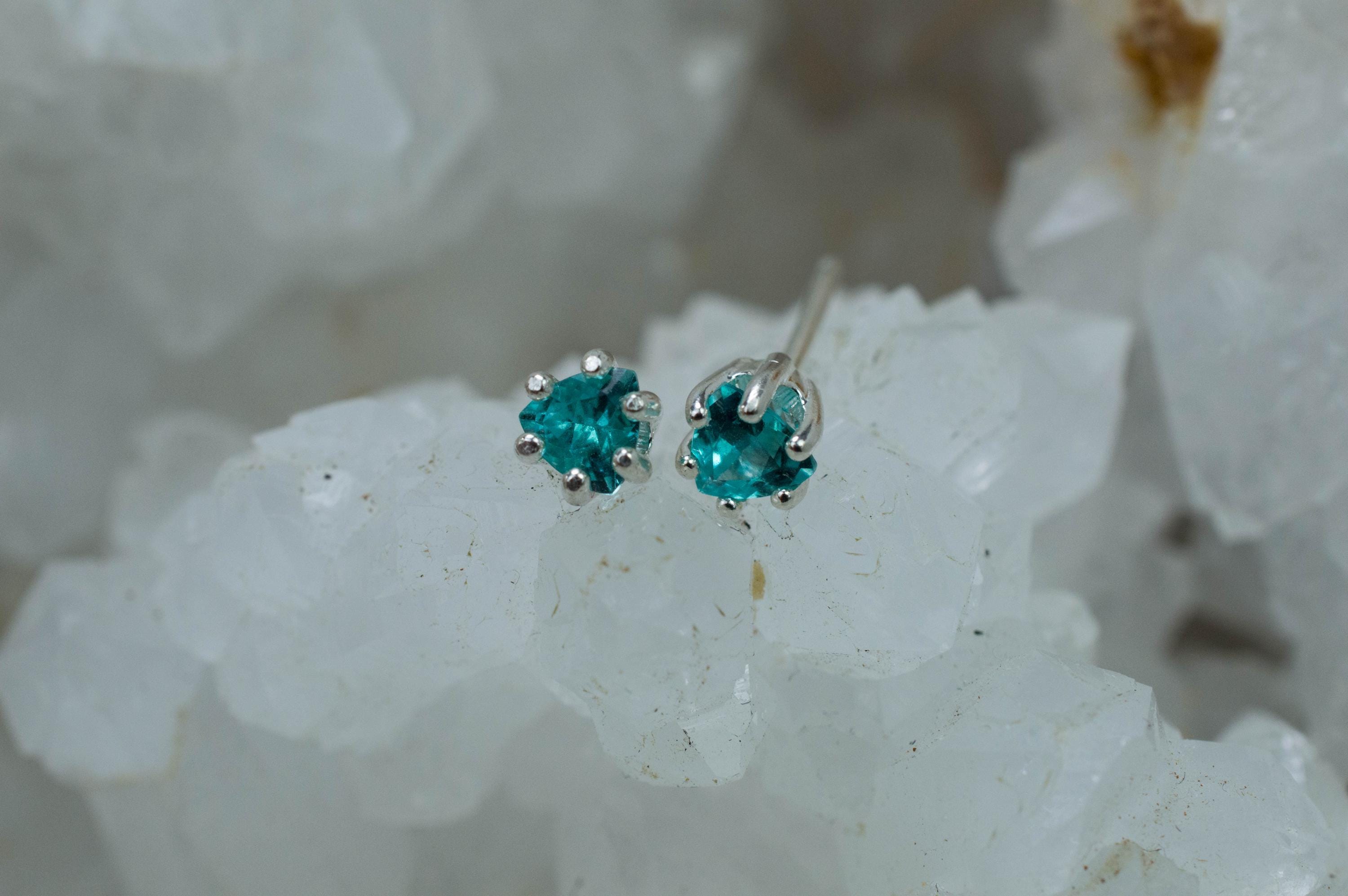 Blue Apatite Earrings; Natural Untreated Brazilian Apatite; 0.475cts