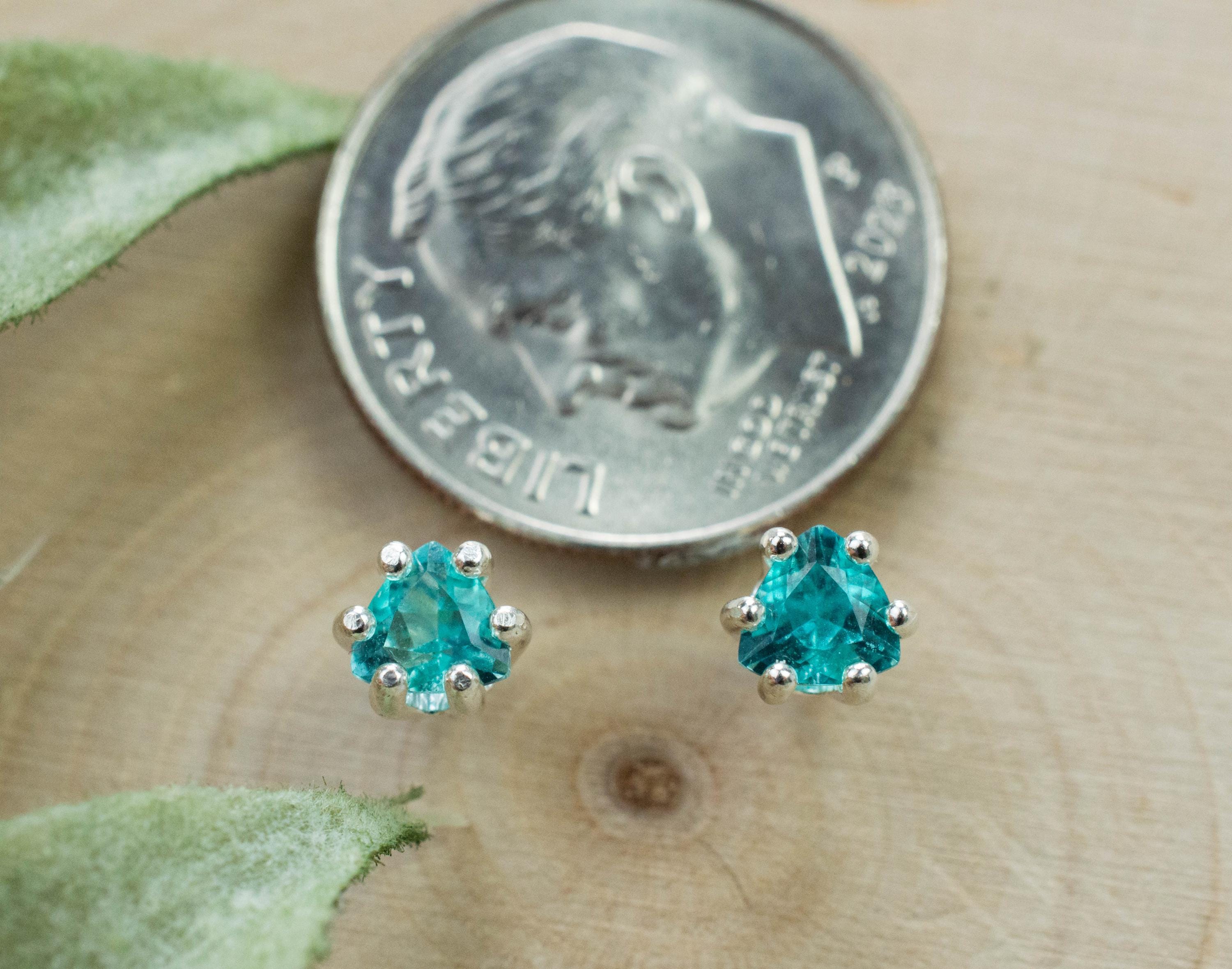 Blue Apatite Earrings; Natural Untreated Brazilian Apatite; 0.475cts