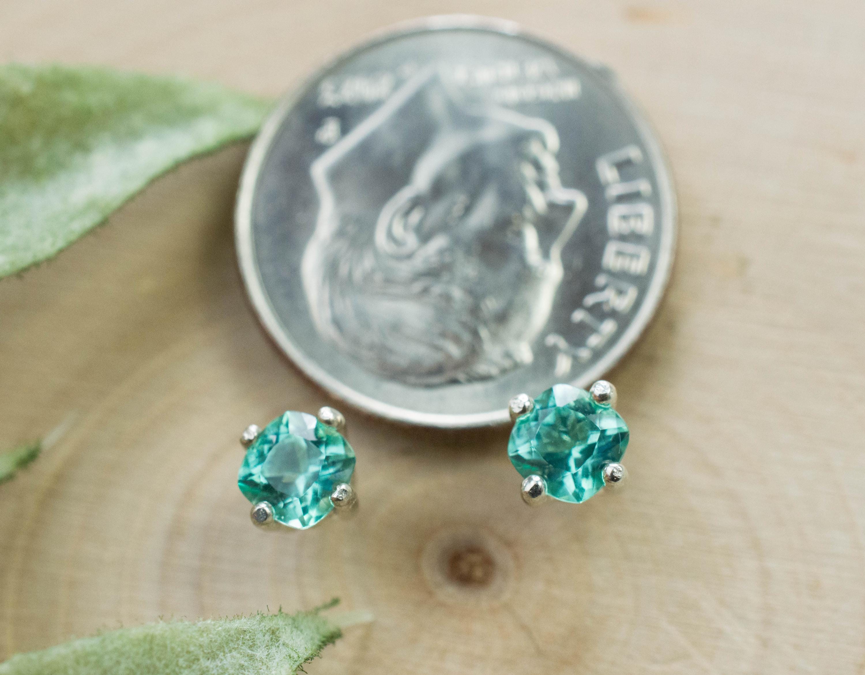 Blue Apatite Earrings; Natural Untreated Brazilian Apatite; 0.590cts