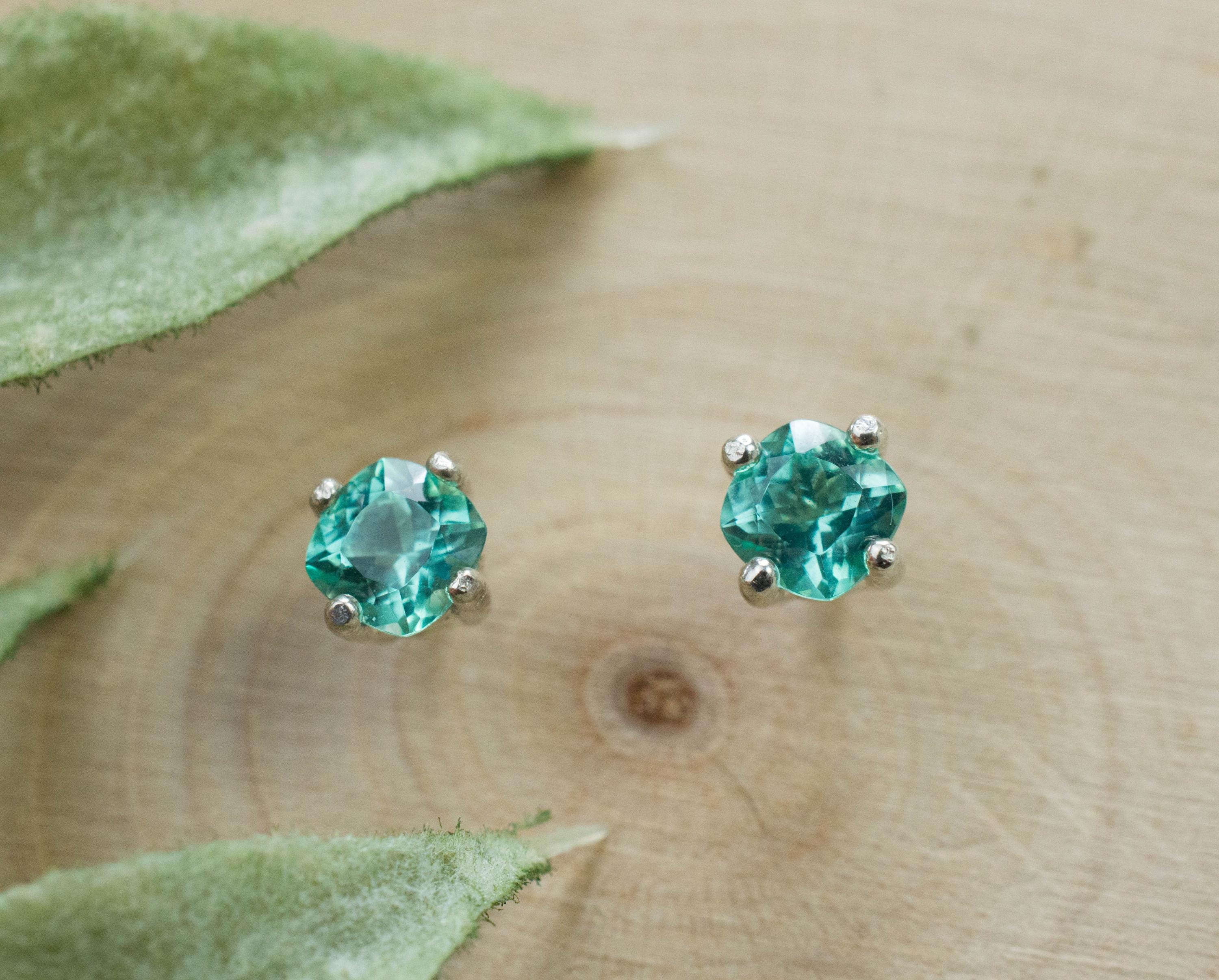 Blue Apatite Earrings; Natural Untreated Brazilian Apatite; 0.590cts