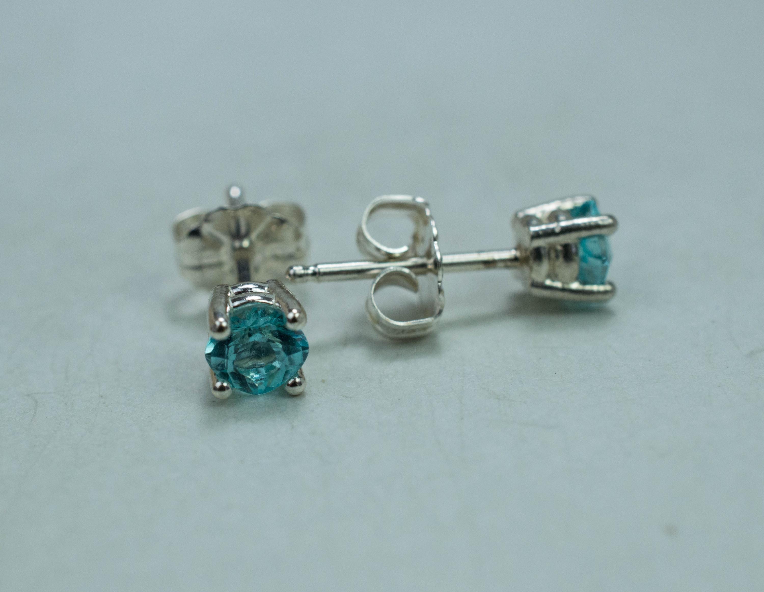 Blue Apatite Earrings; Natural Untreated Brazilian Apatite; 0.630cts