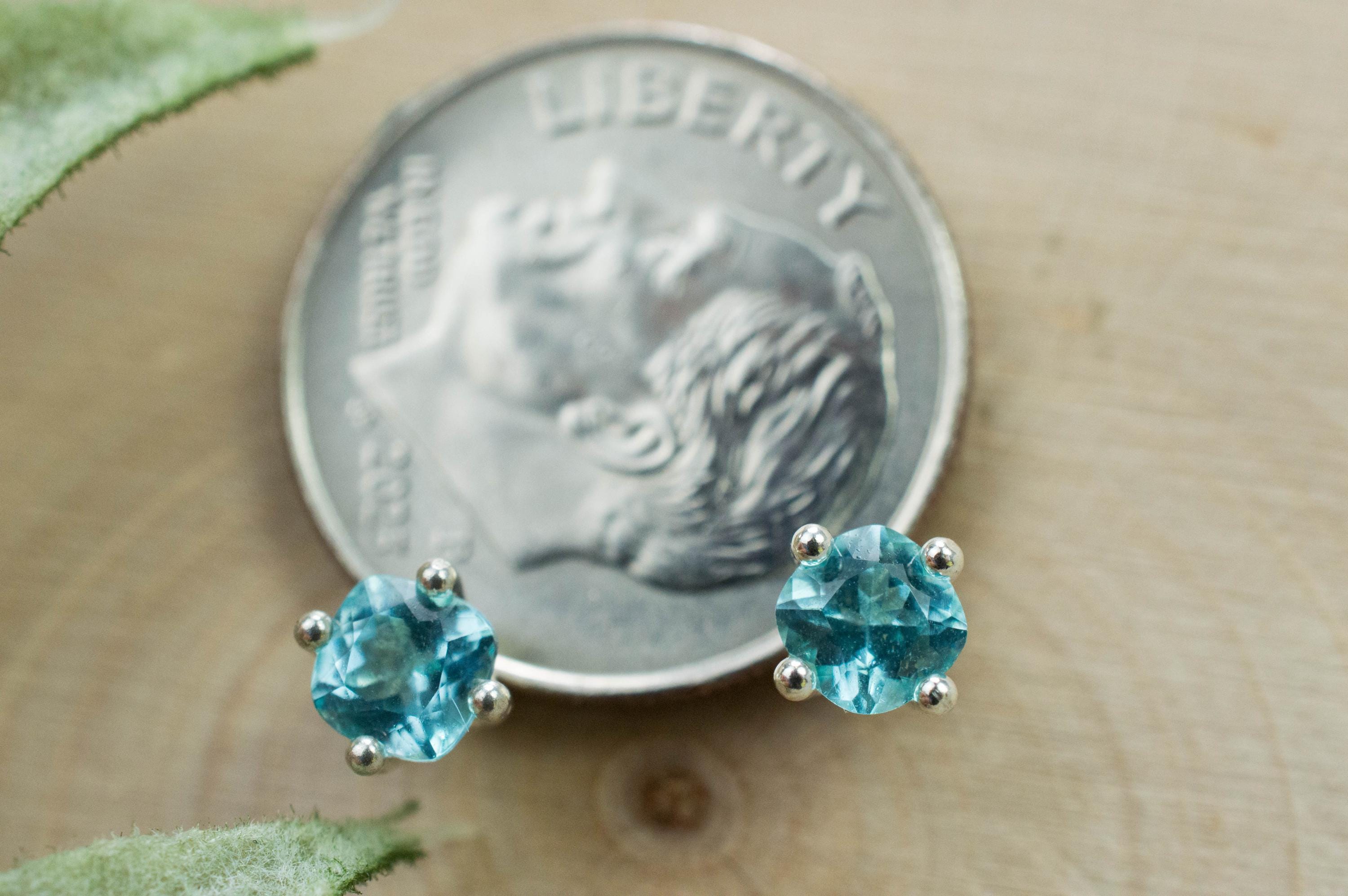 Blue Apatite Earrings; Natural Untreated Brazilian Apatite; 0.630cts