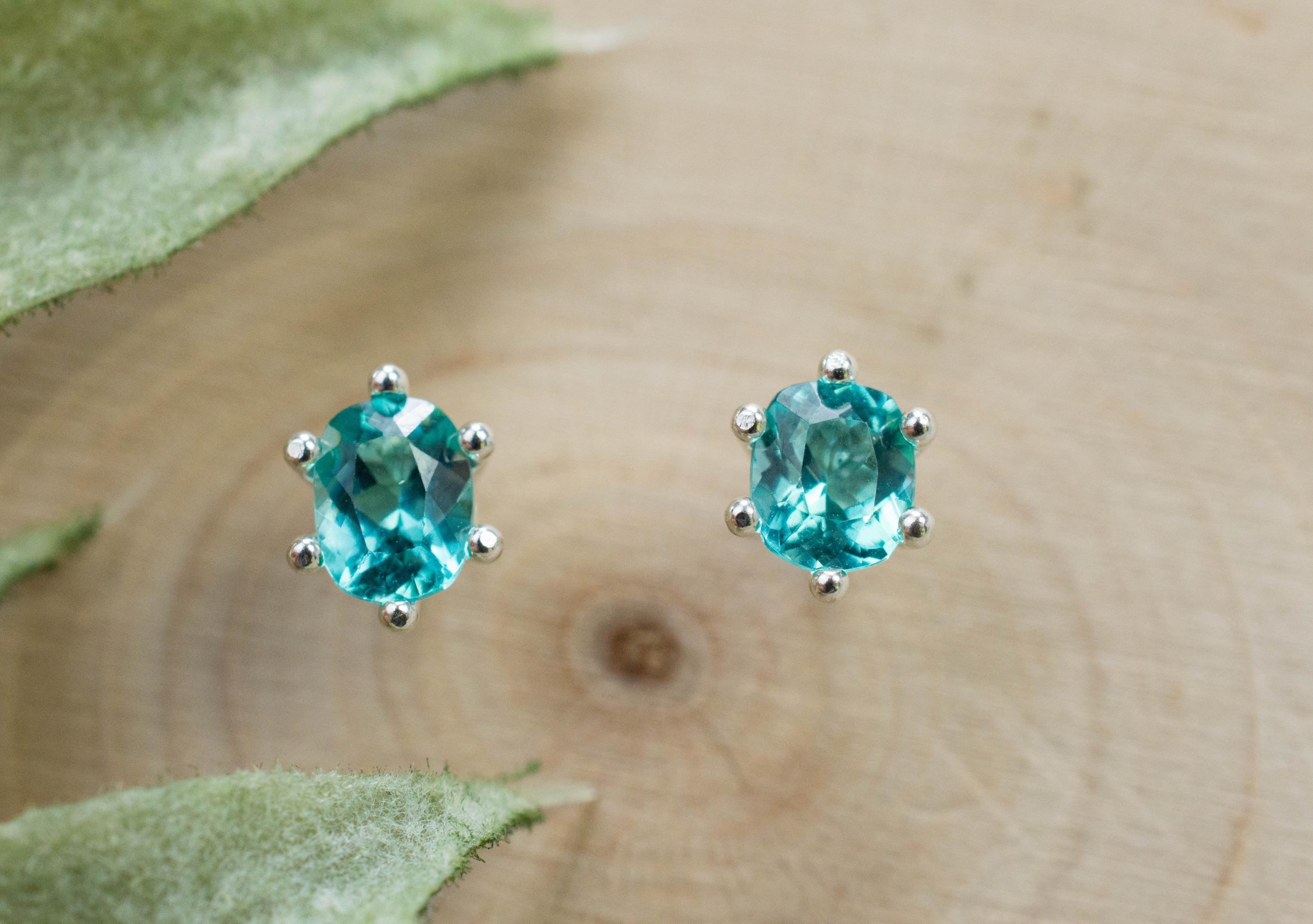 Blue Apatite Earrings; Natural Untreated Brazilian Apatite; 0.660cts