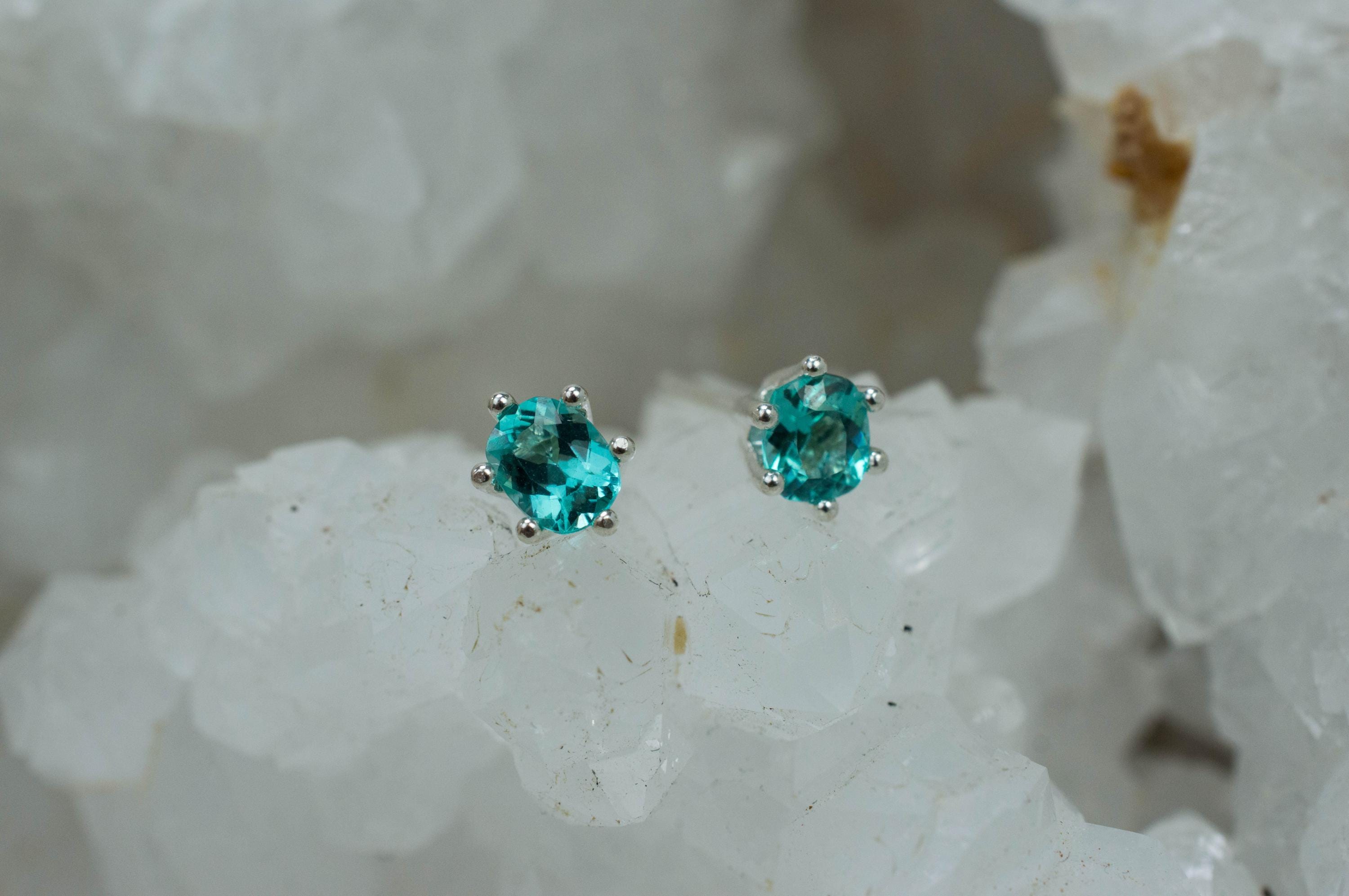 Blue Apatite Earrings; Natural Untreated Brazilian Apatite; 0.660cts