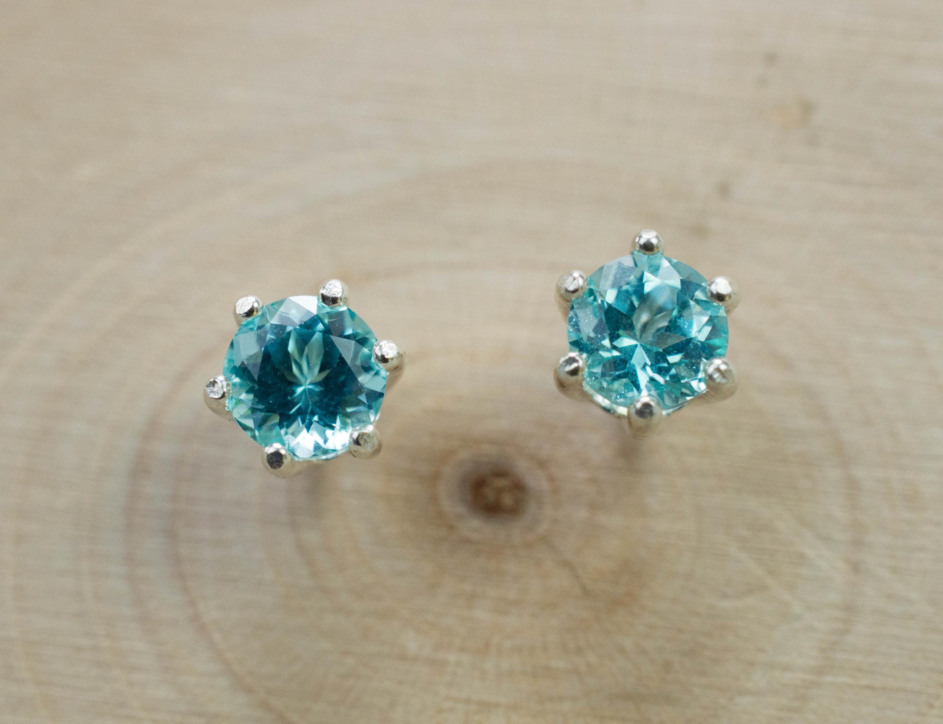 Blue Apatite Earrings; Natural Untreated Brazilian Apatite; 1.000cts