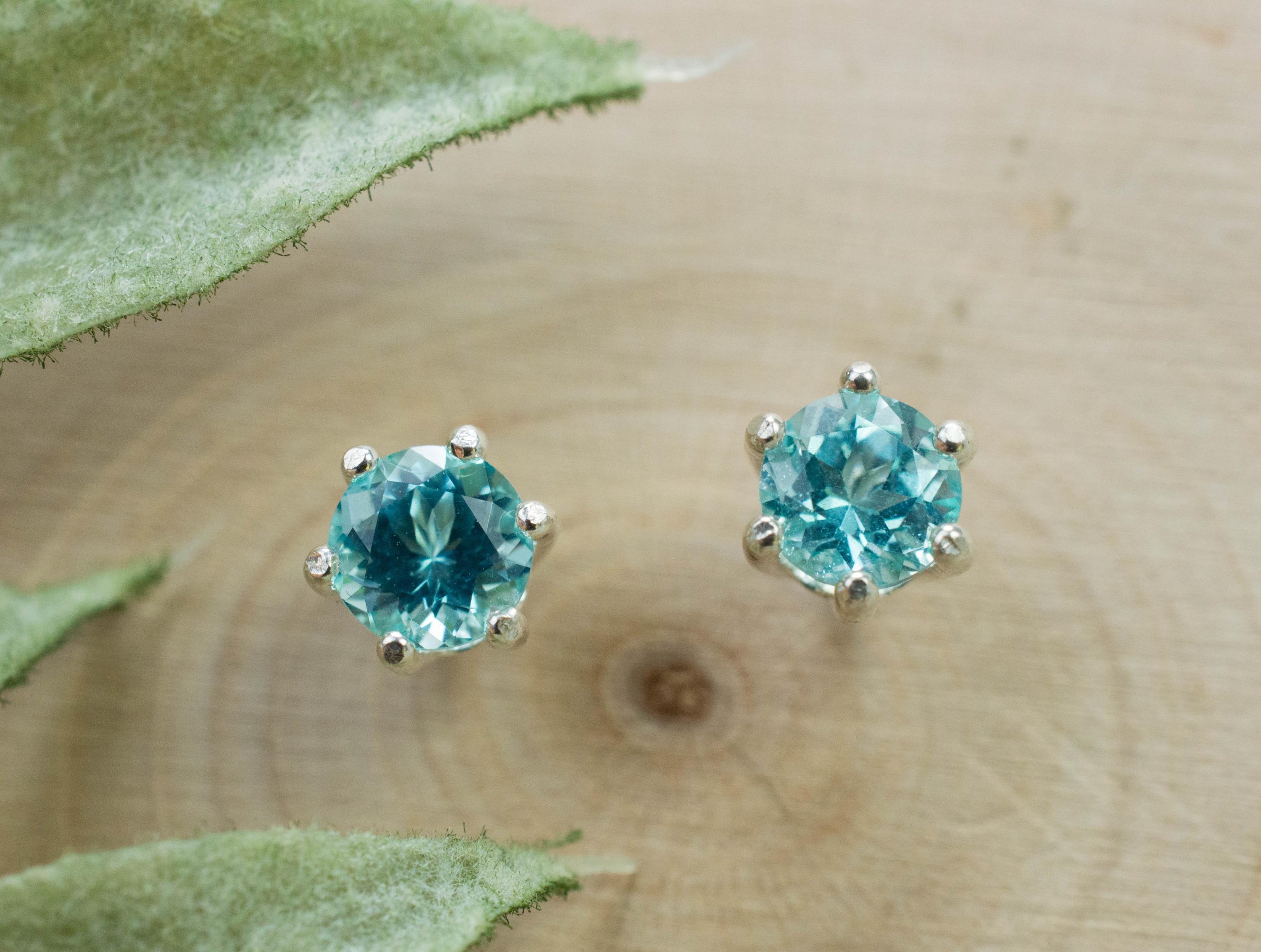 Blue Apatite Earrings; Natural Untreated Brazilian Apatite; 1.000cts