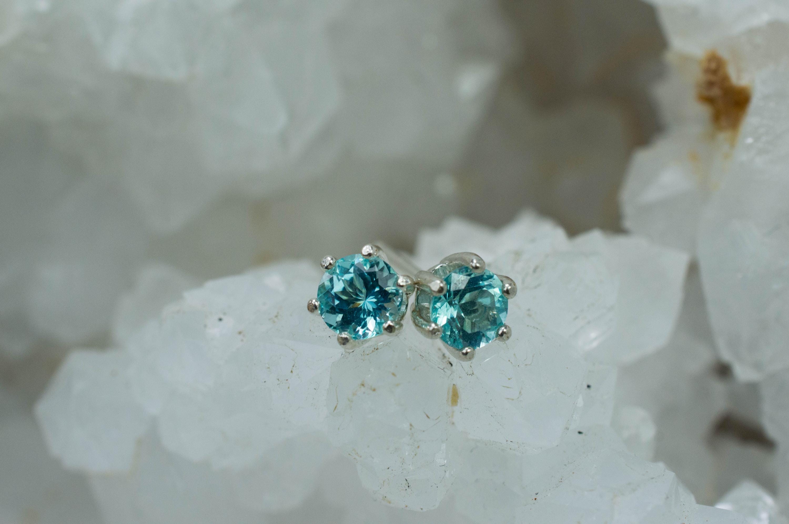 Blue Apatite Earrings; Natural Untreated Brazilian Apatite; 1.000cts